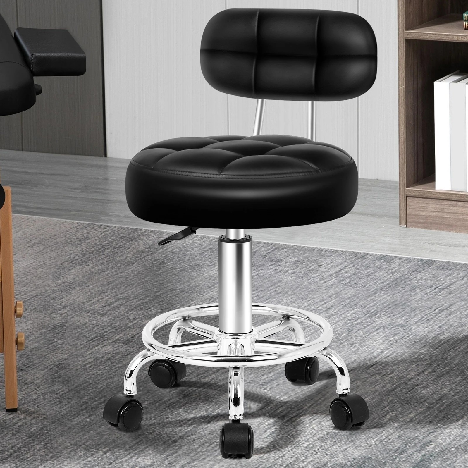 2 Alfordson Salon Stool Backrest Swivel Barber Hair Dress Chair Riley - Black, 2 of 8