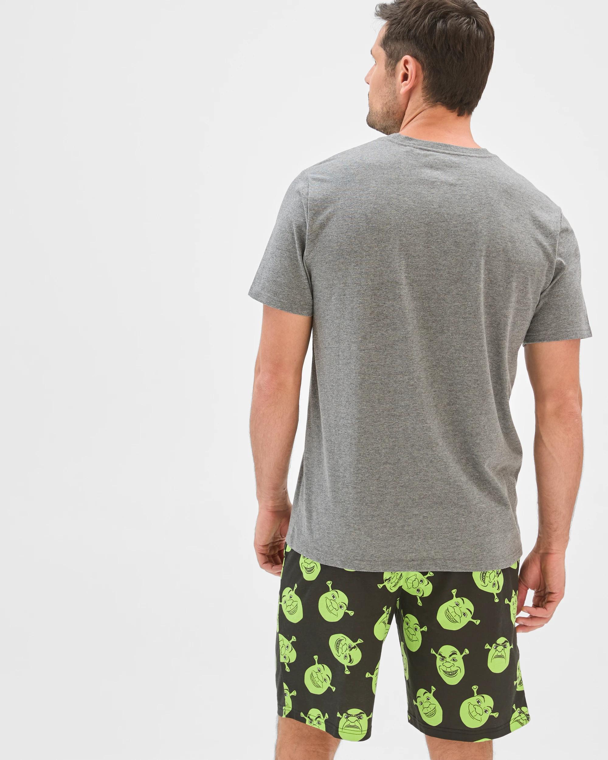 6 Dream Works Shrek Top and Shorts Pyjama Set GREY SHREK, 6 of 6