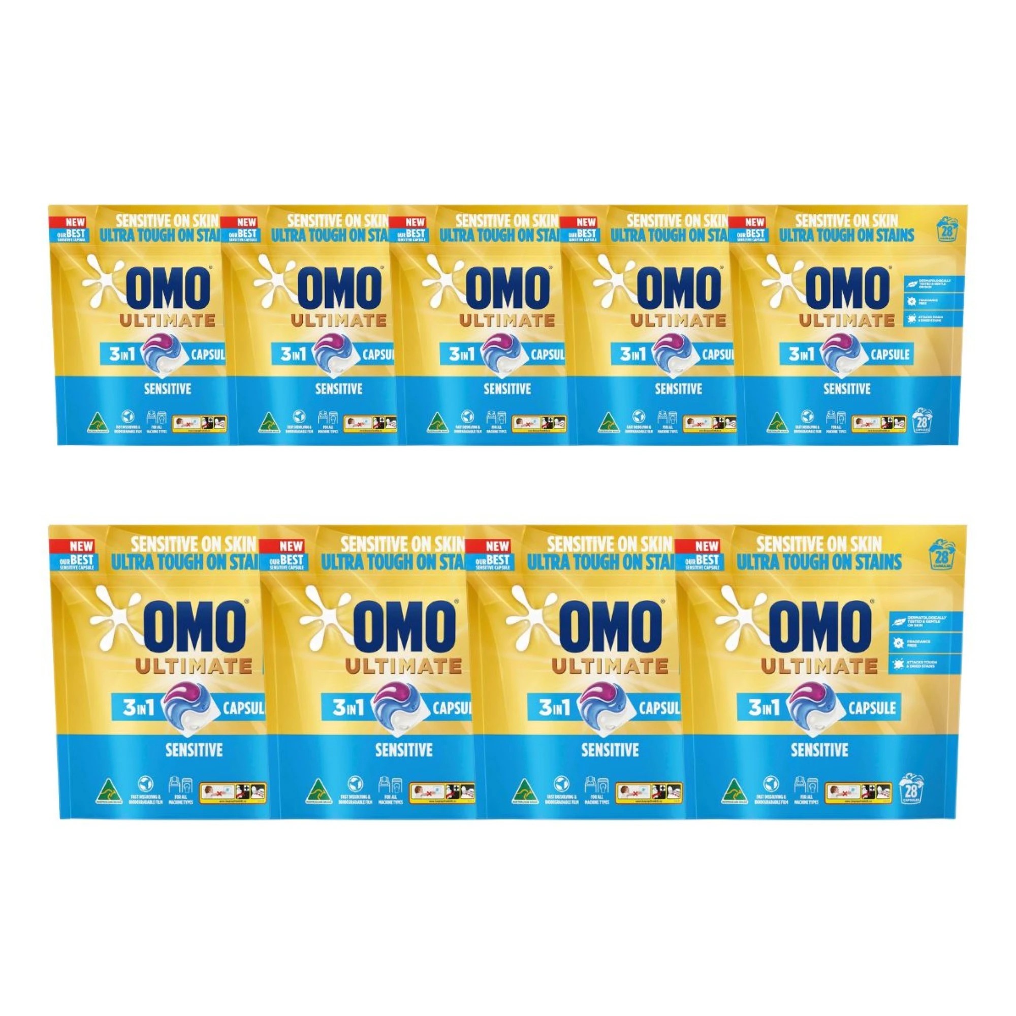 1 Omo Ultimate  3 In 1 Sensitive Tabs Pk28 x9, 1 of 2