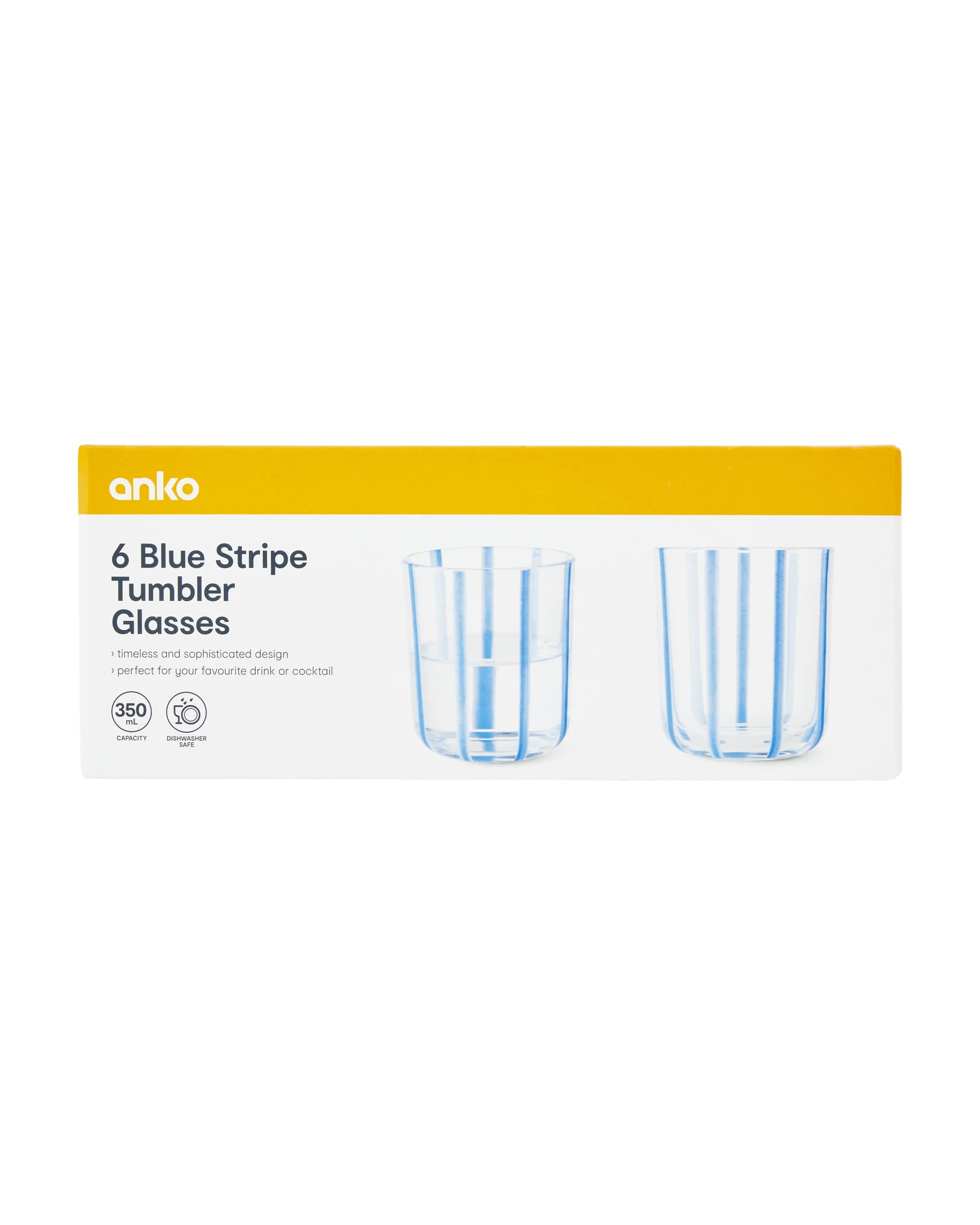 4 6 Blue Stripe Tumbler Glasses, 4 of 4