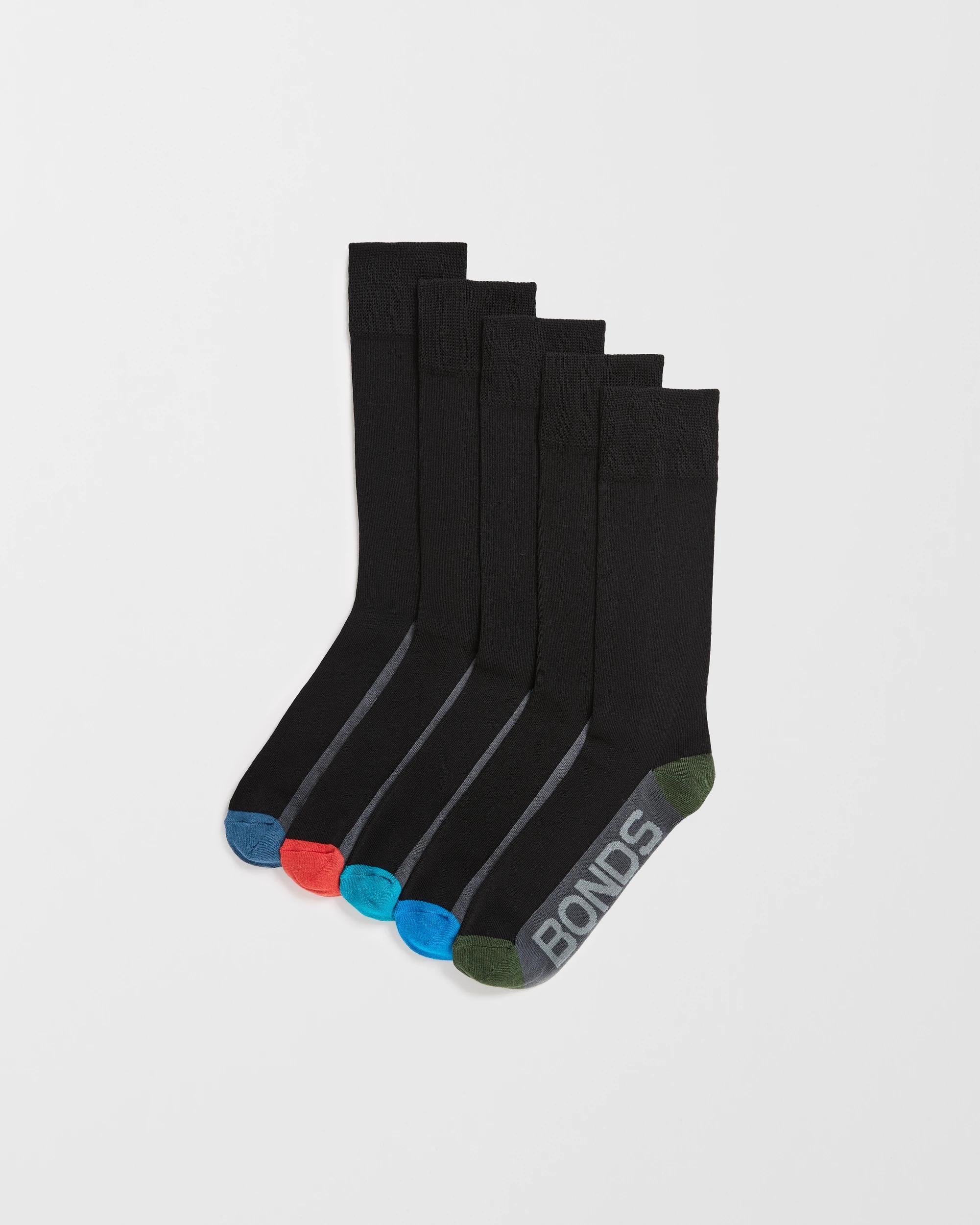1 Mens Very Comfy Crew Bamboo Business Socks 5 Pack - Bonds BLACK - BRIGHT/MULTI, 1 of 1