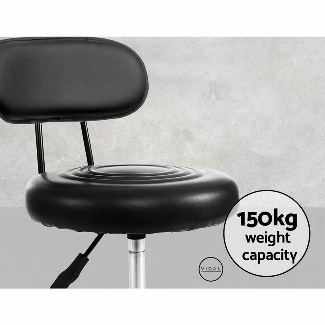 4 Artiss Salon Stool Swivel Chair Backrest - Black, 4 of 4