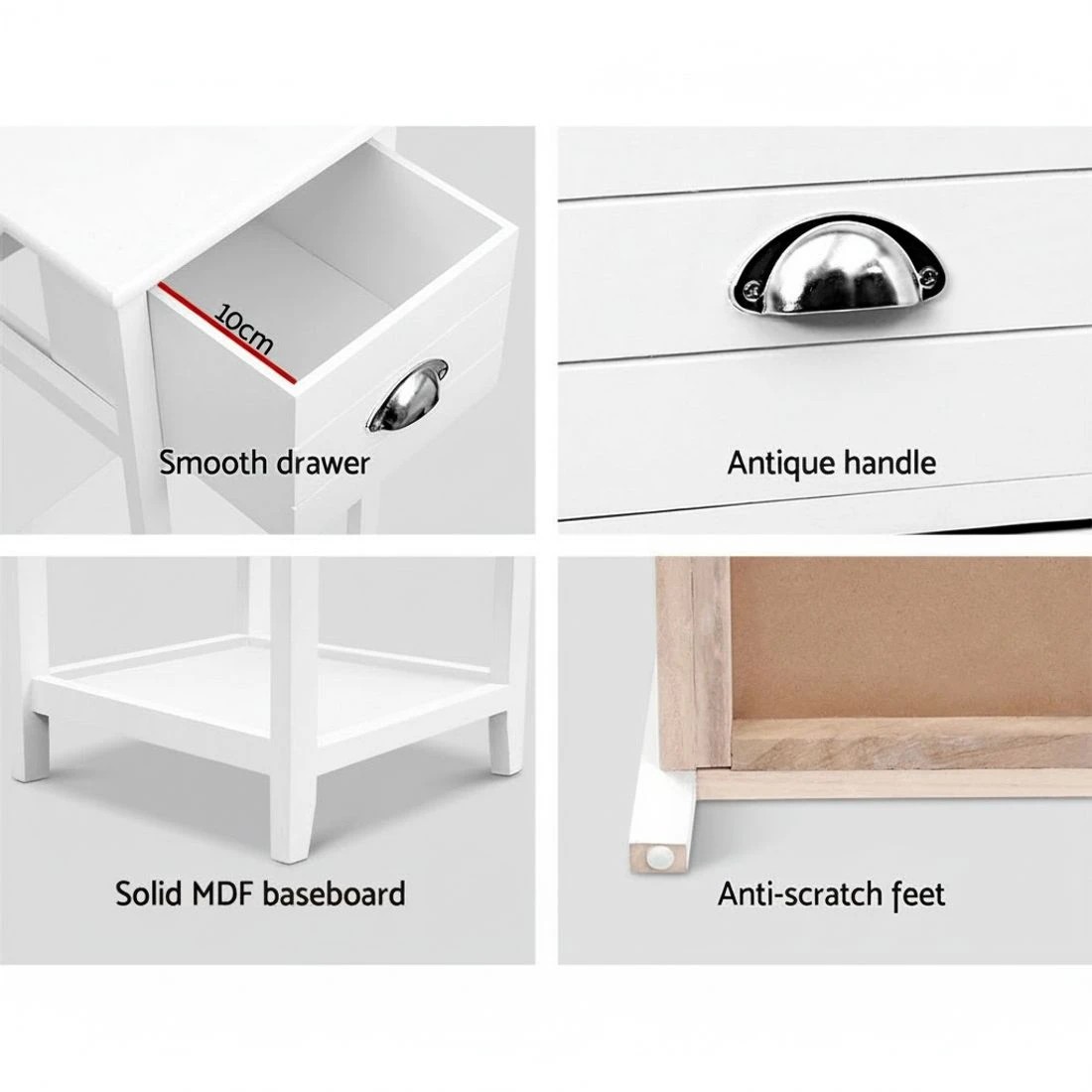 6 Artiss Bedside Table Vintage - White, 6 of 7