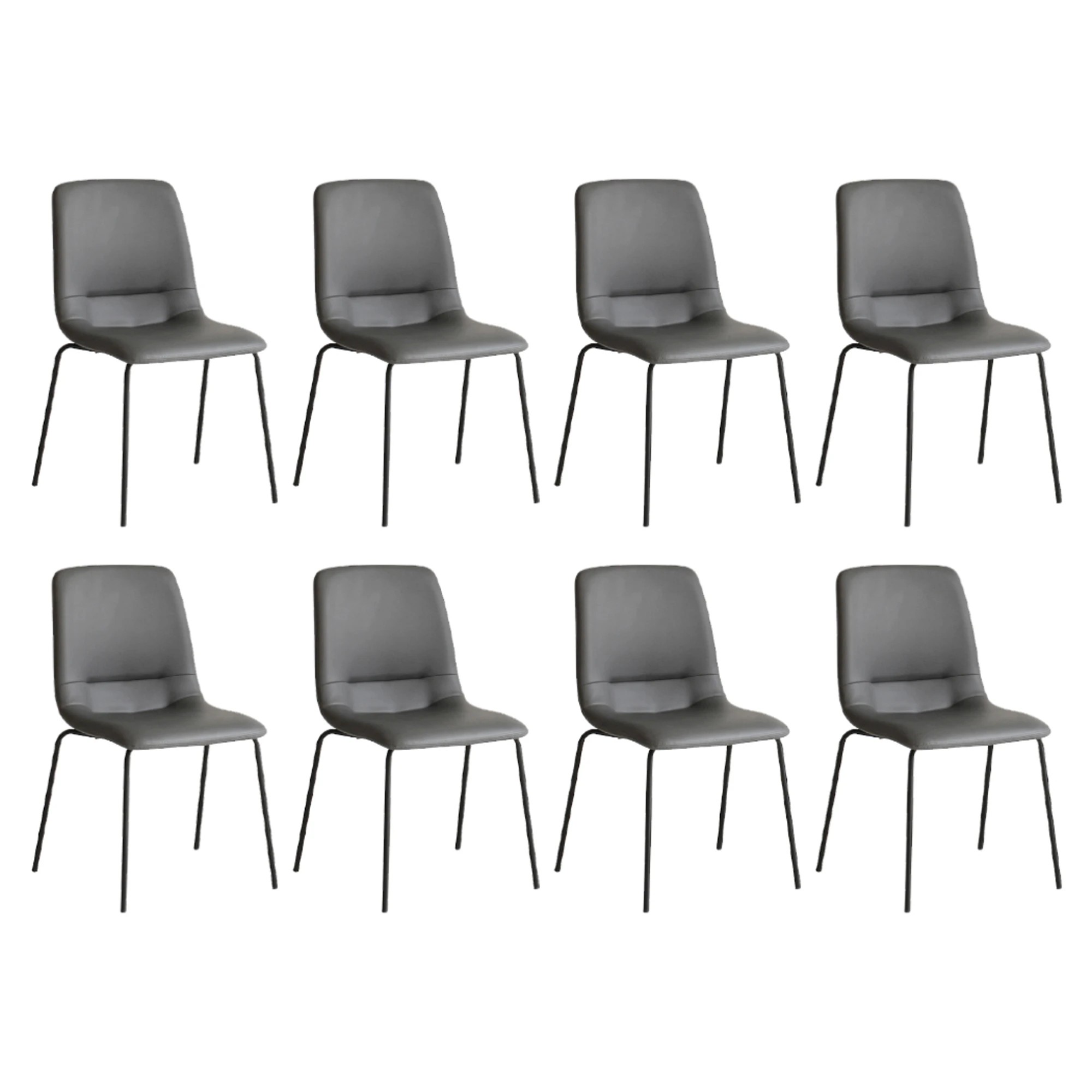1 Levede 1 Set Of 8 Pu Leather Dining Chairs - Grey, 1 of 6