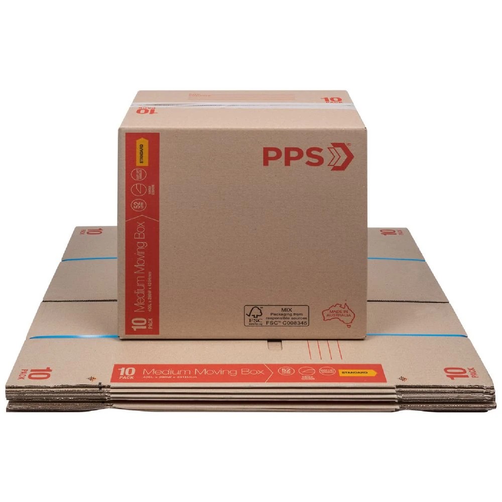 1 PPS Moving Boxes Handles Medium 406 x 298 x 431mm 10 Pack, 1 of 4
