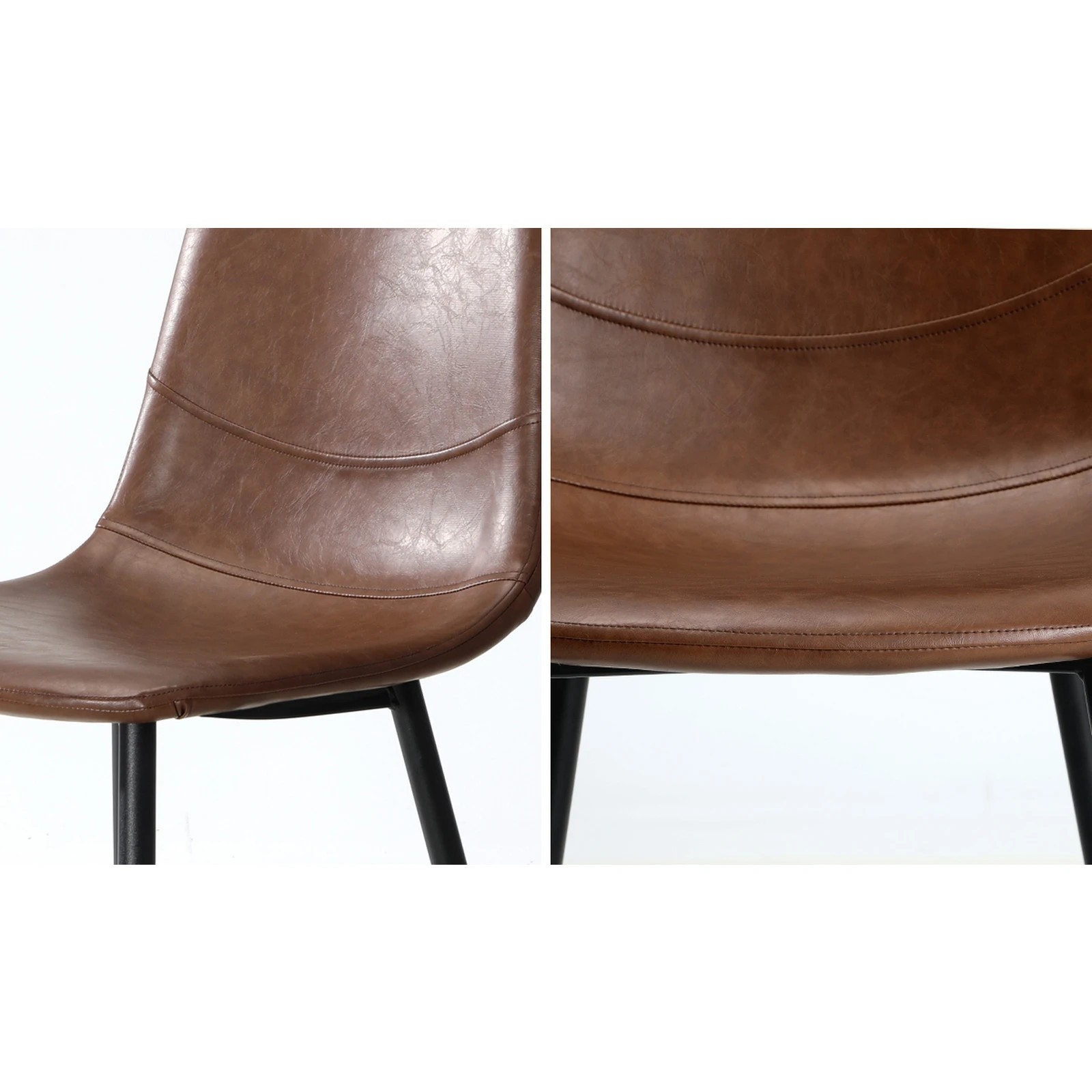 4 Oikiture 4x Dining Chairs Kitchen Accent Chair Lounge Room PU Leather - Brown, 4 of 9