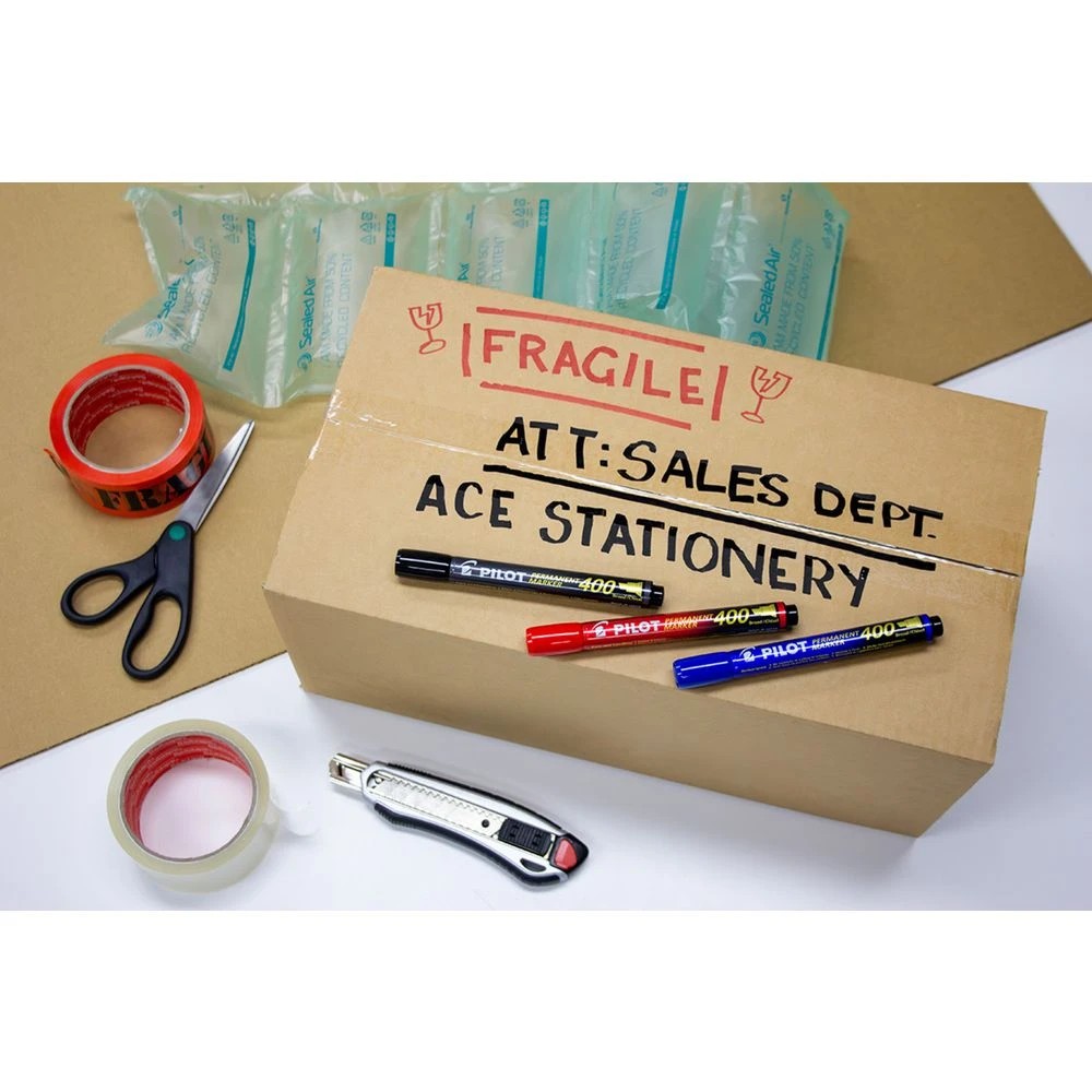 6 PILOT SCA400 Permanent Marker Chisel 1.5-4mm Black 2 Pack, 6 of 6