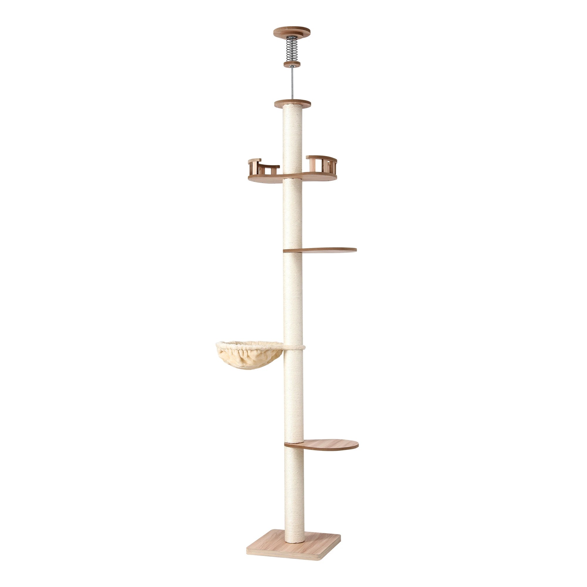 1 i.Pet Cat Tree Tower Floor to Ceiling Scratching Post 270cm - Beige, 1 of 9