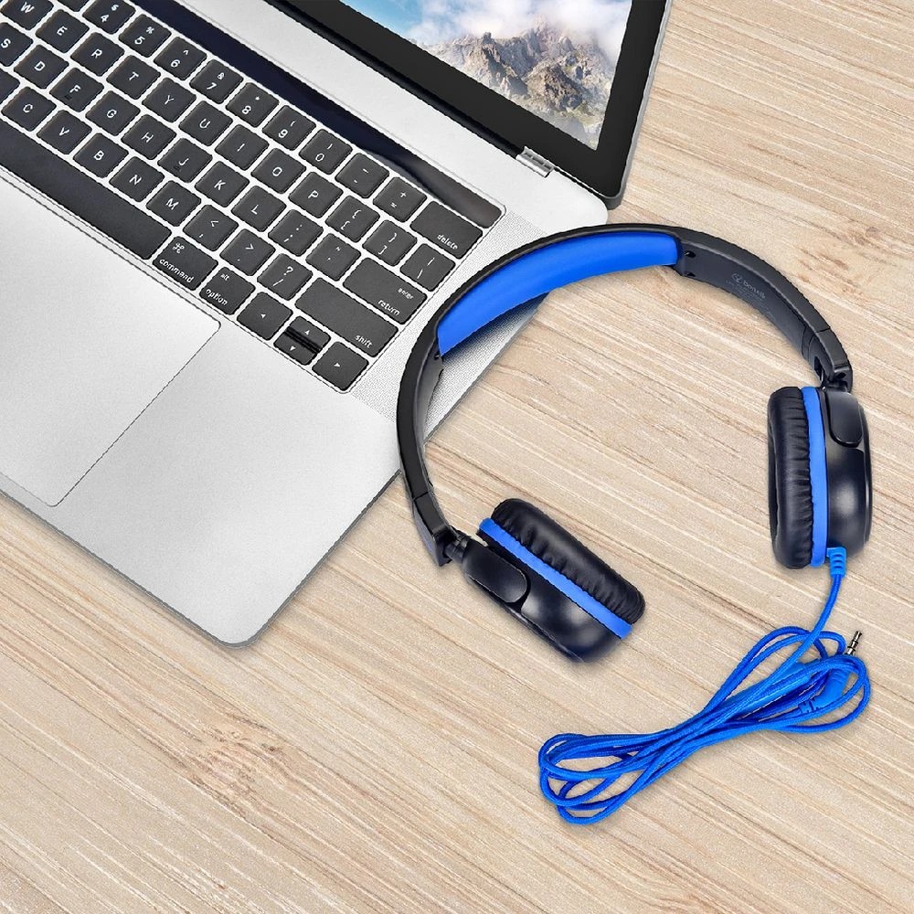 6 BONELK Comfort Kids Wired Headphones Black/Blue, 6 of 7