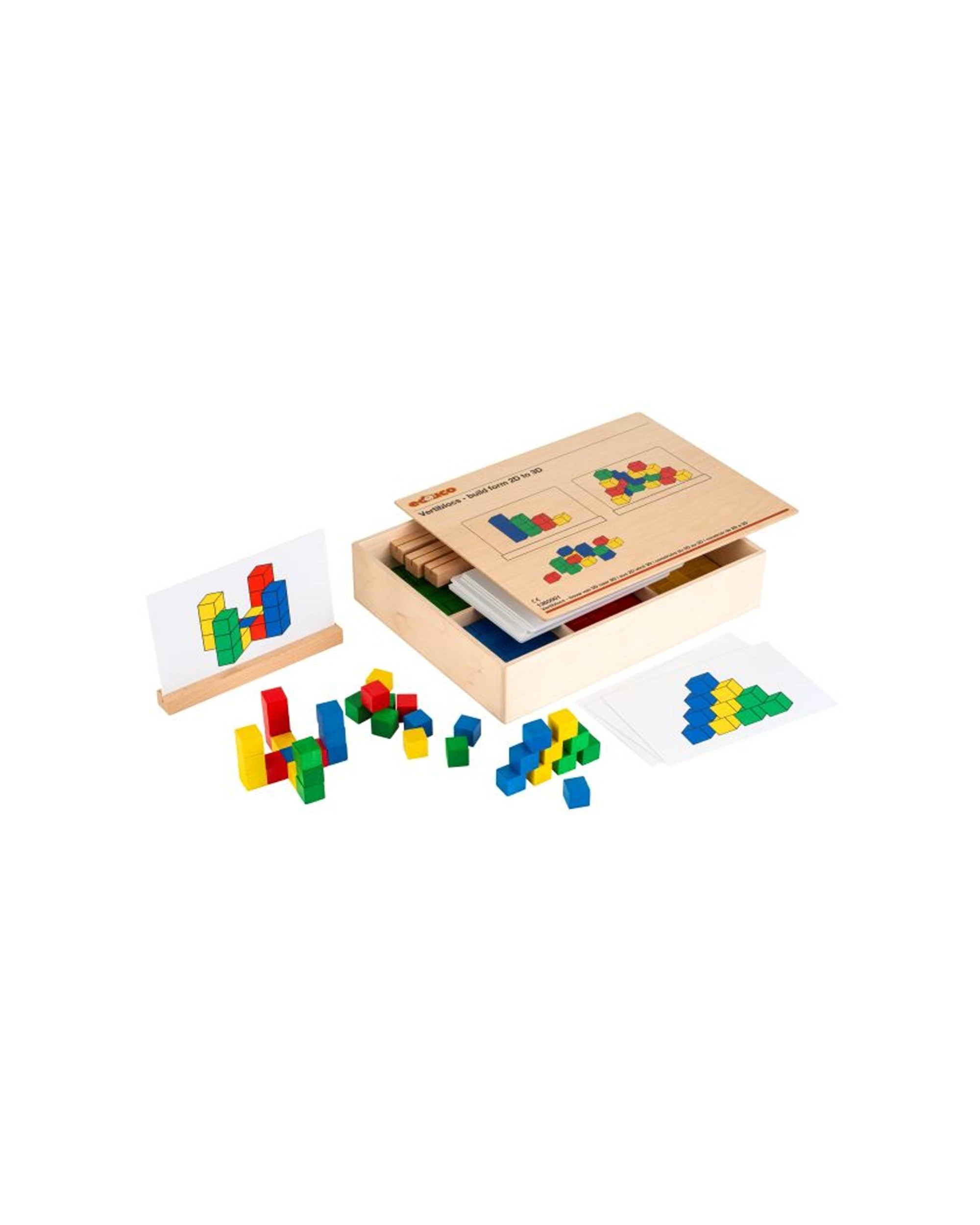 1 Educo 160pc Vertiblocks Build From 2D to 3D Educational Wooden Blocks Set - Multi, 1 of 2