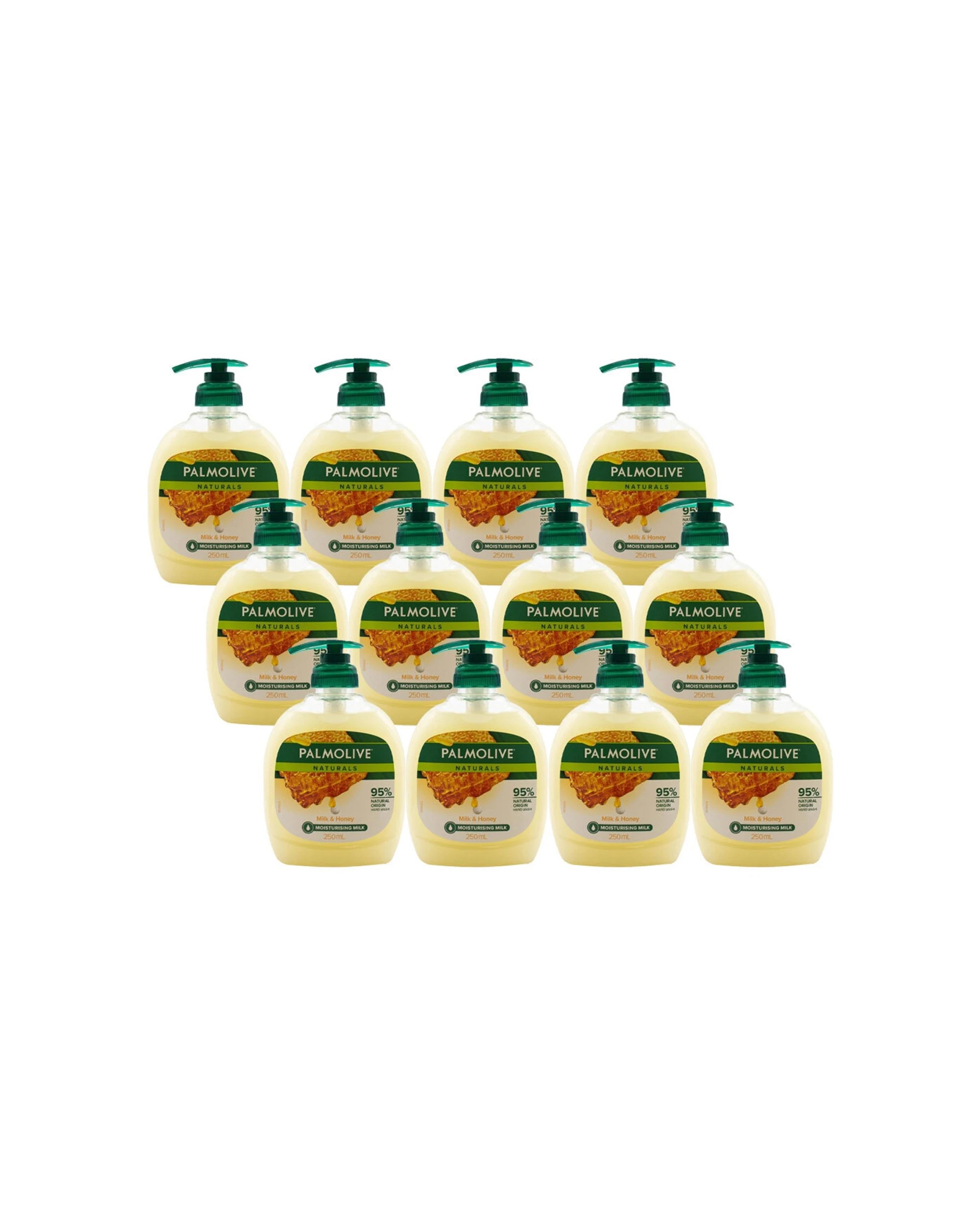 1 Palmolive 12PK 250ml Naturals Softwash Replenishing Milk & Honey Pump - Yellow, 1 of 3