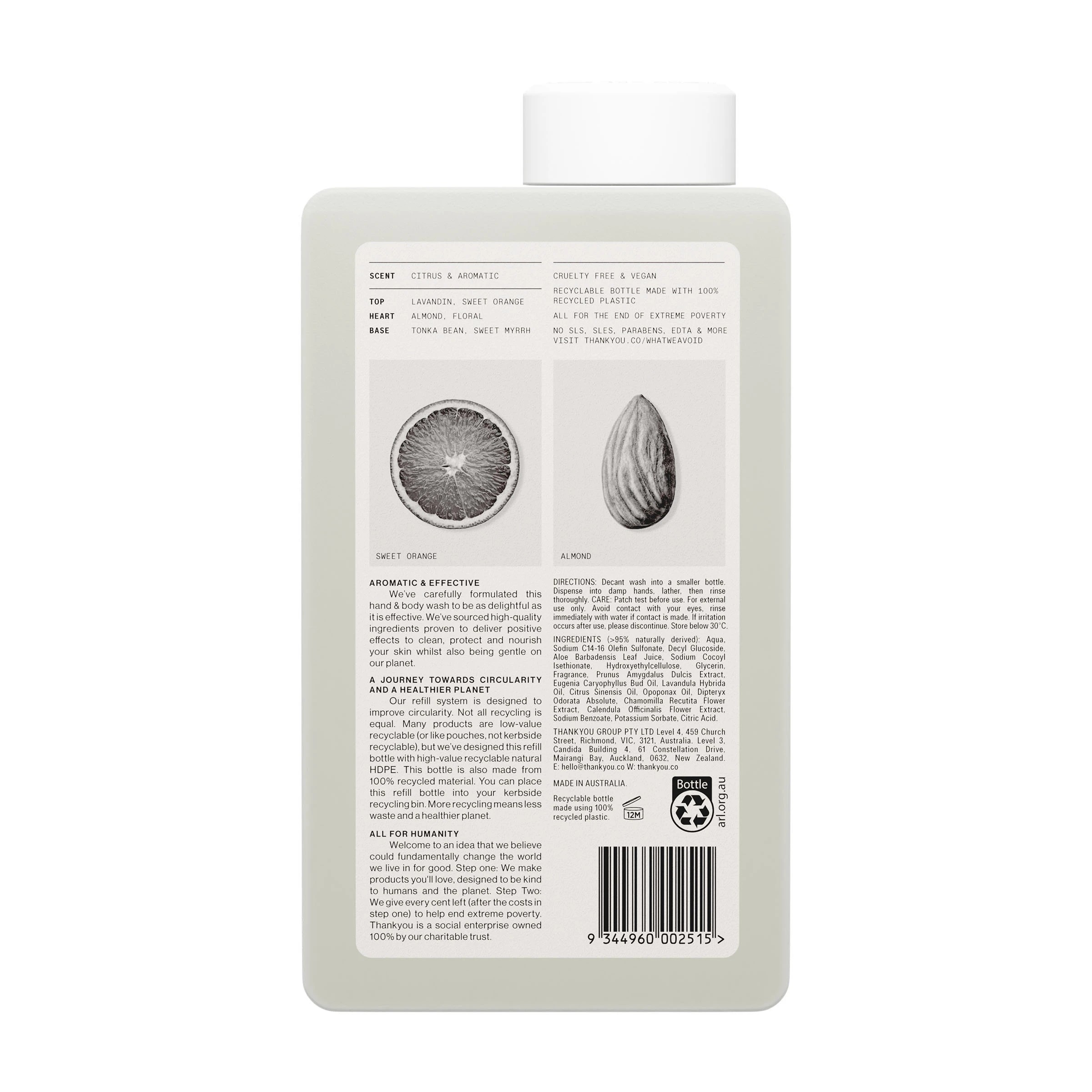 2 Thankyou. Hand & Body Wash Refill 1L - Botanical Sweet Orange and Almond, 2 of 2