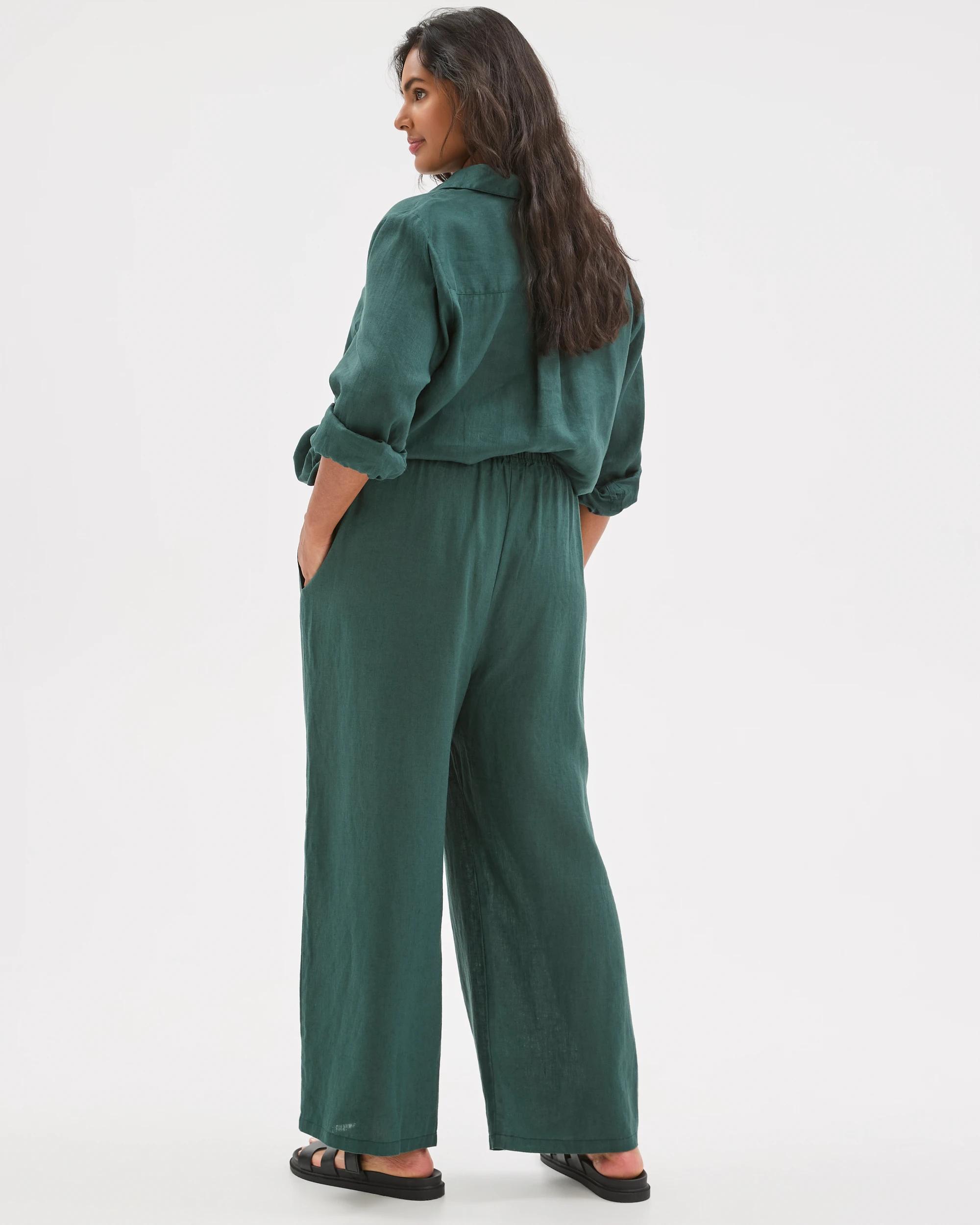 7 Target Curve Plus Size European Linen Wide Leg Pants DEEP GREEN FNA, 7 of 7
