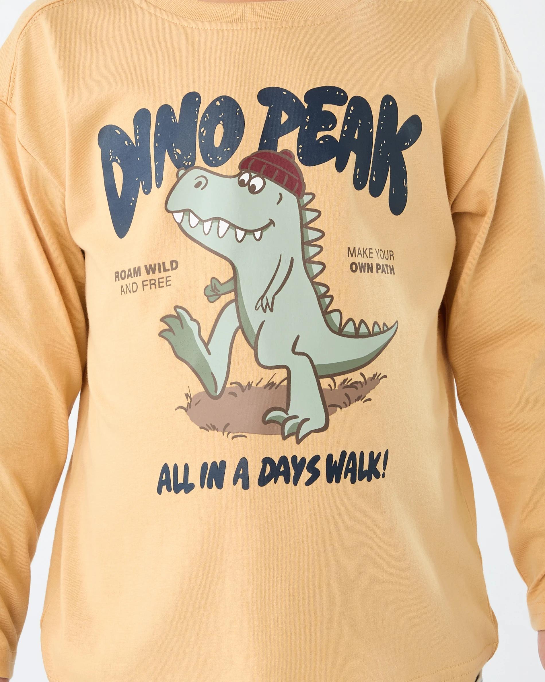 4 Long Sleeve Print T-shirt Yel Dino, 4 of 6