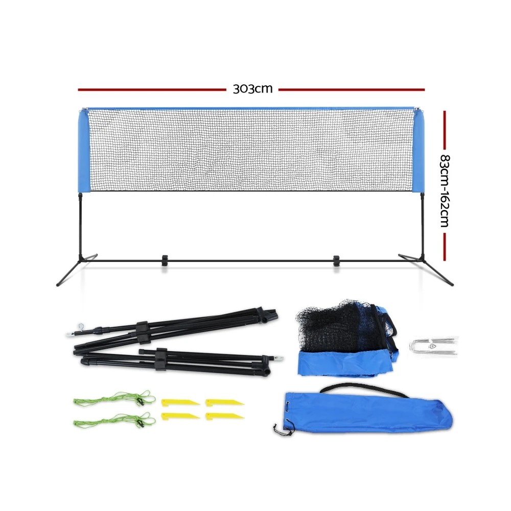 2 Everfit 3m Badminton Tennis Net Portable Volleyball Kit Adjustable Height - Blue, 2 of 7