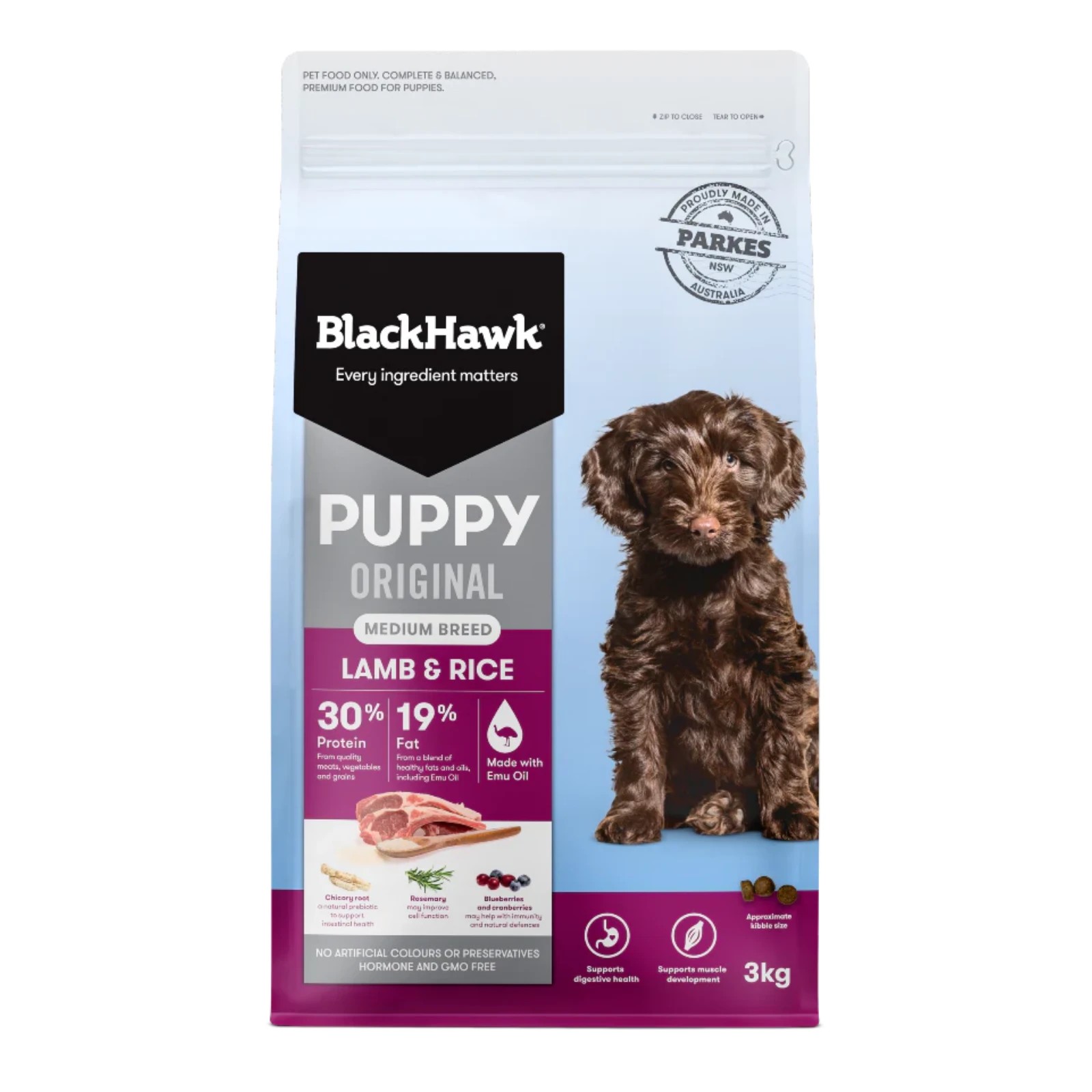 1 Black Hawk Lamb And Rice Medium Breed Puppy Dry Food - 3kg, 1 of 2