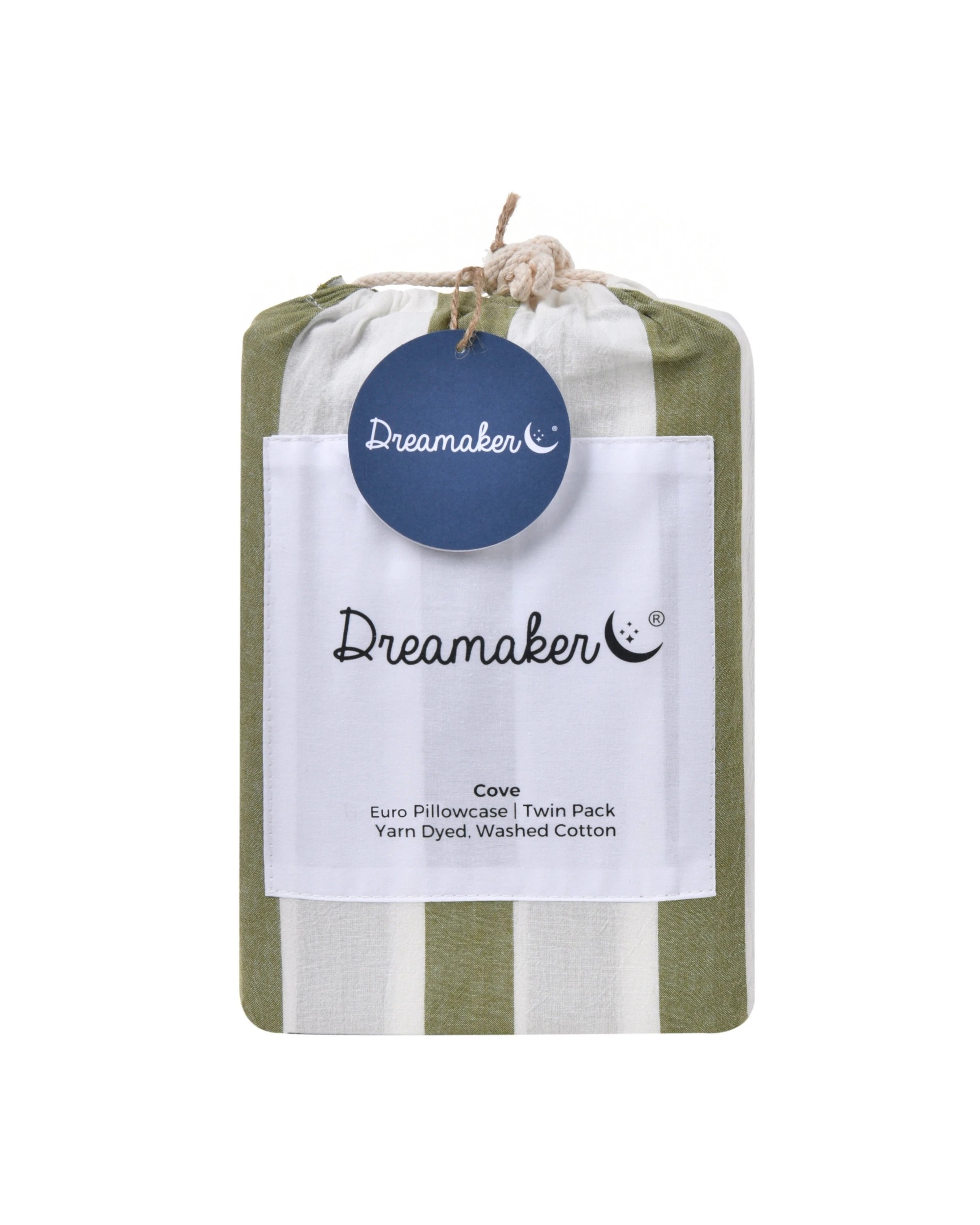 5 Dreamaker Twin Pack Cove Yarn Dyed Washed Cotton Striped Standard Pillowcase - Olive, 5 of 5