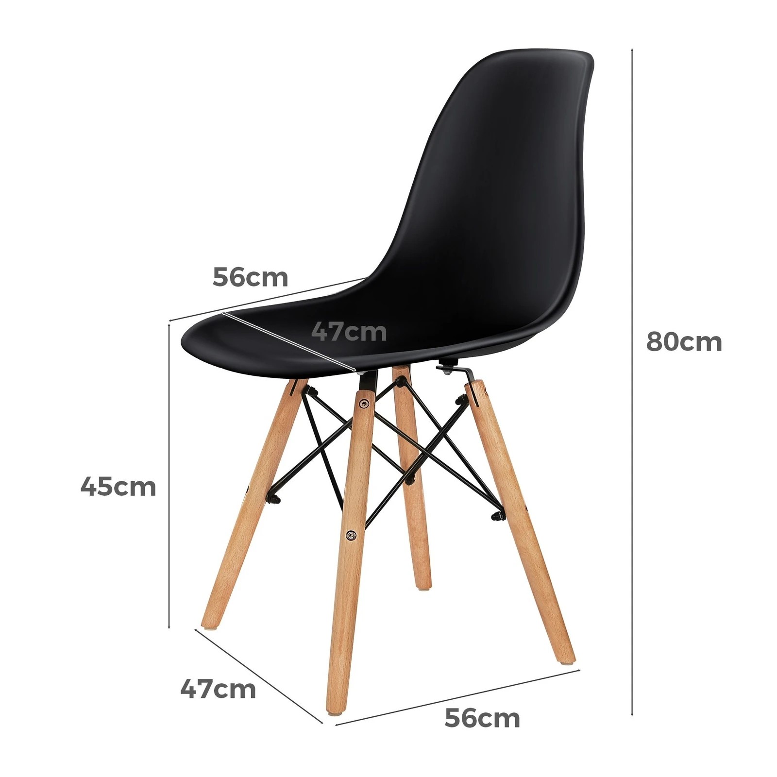 8 Alfordson 4x Dining Chairs Retro Steel Kitchen Lounge Cafe Solid Wood - Black, 8 of 10