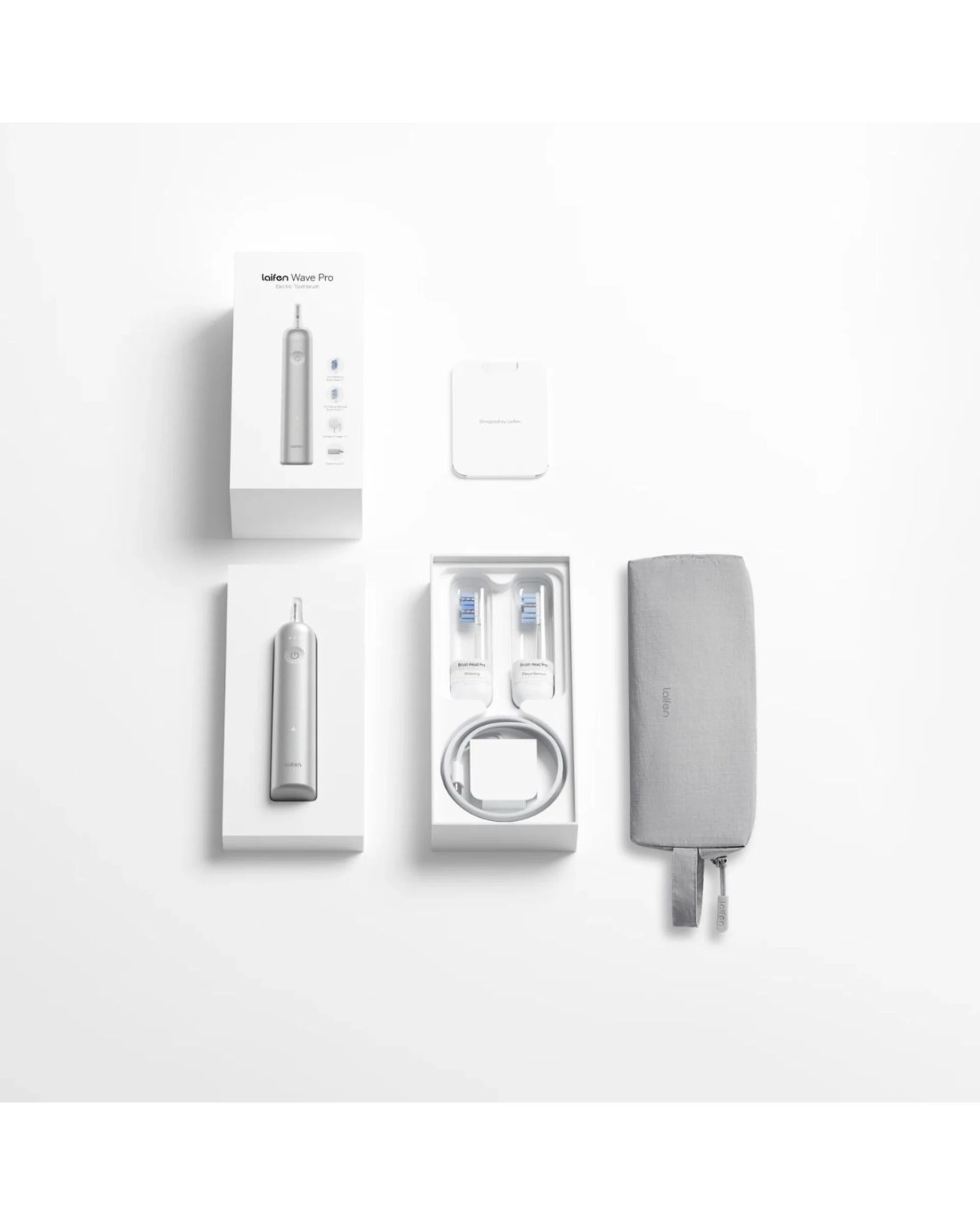 2 Laifen Wave Pro Electric Toothbrush w/ Travel Pouch - Silver, 2 of 4