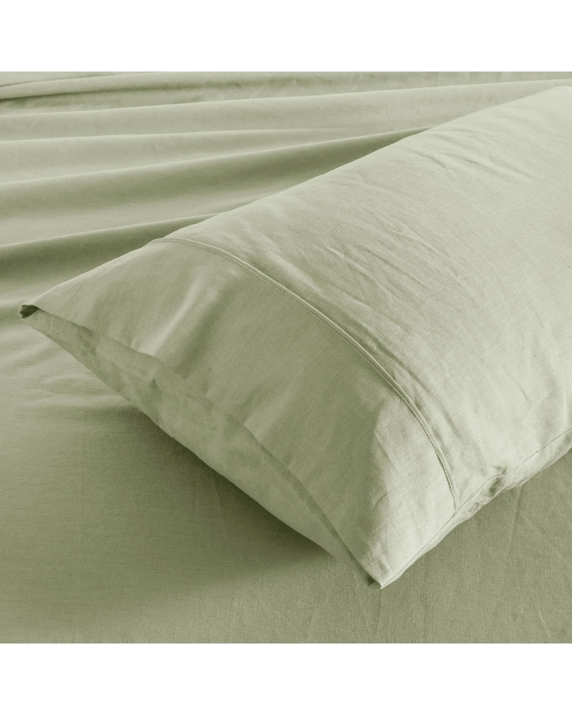 2 Dreamaker Linen Cotton King Pillowcase Twin Pack - Sage, 2 of 5