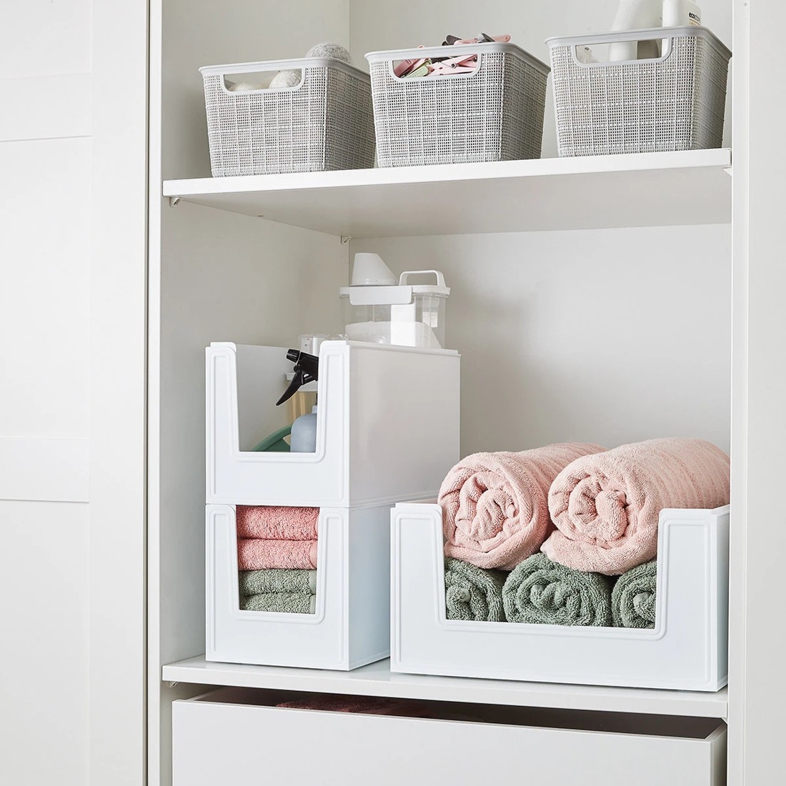 1 15L Modular Open Front Stackable Bin - White, 1 of 10