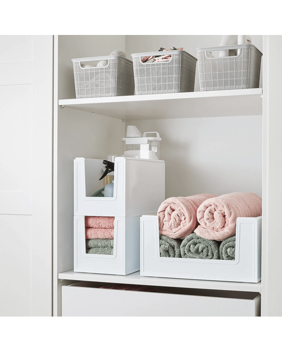 15L Modular Open Front Stackable Bin - White