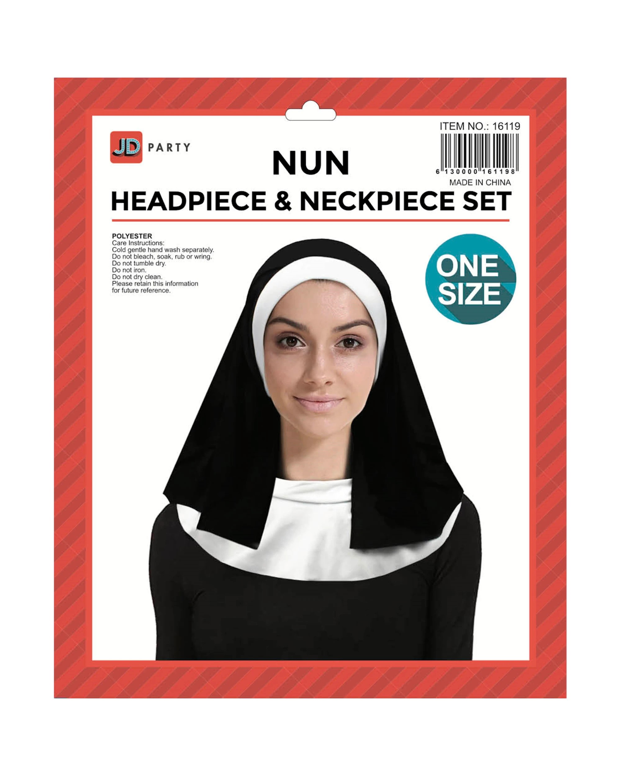 2 Partyrama Nun Headpiece And Neckpiece Set - Black, White, 2 of 2