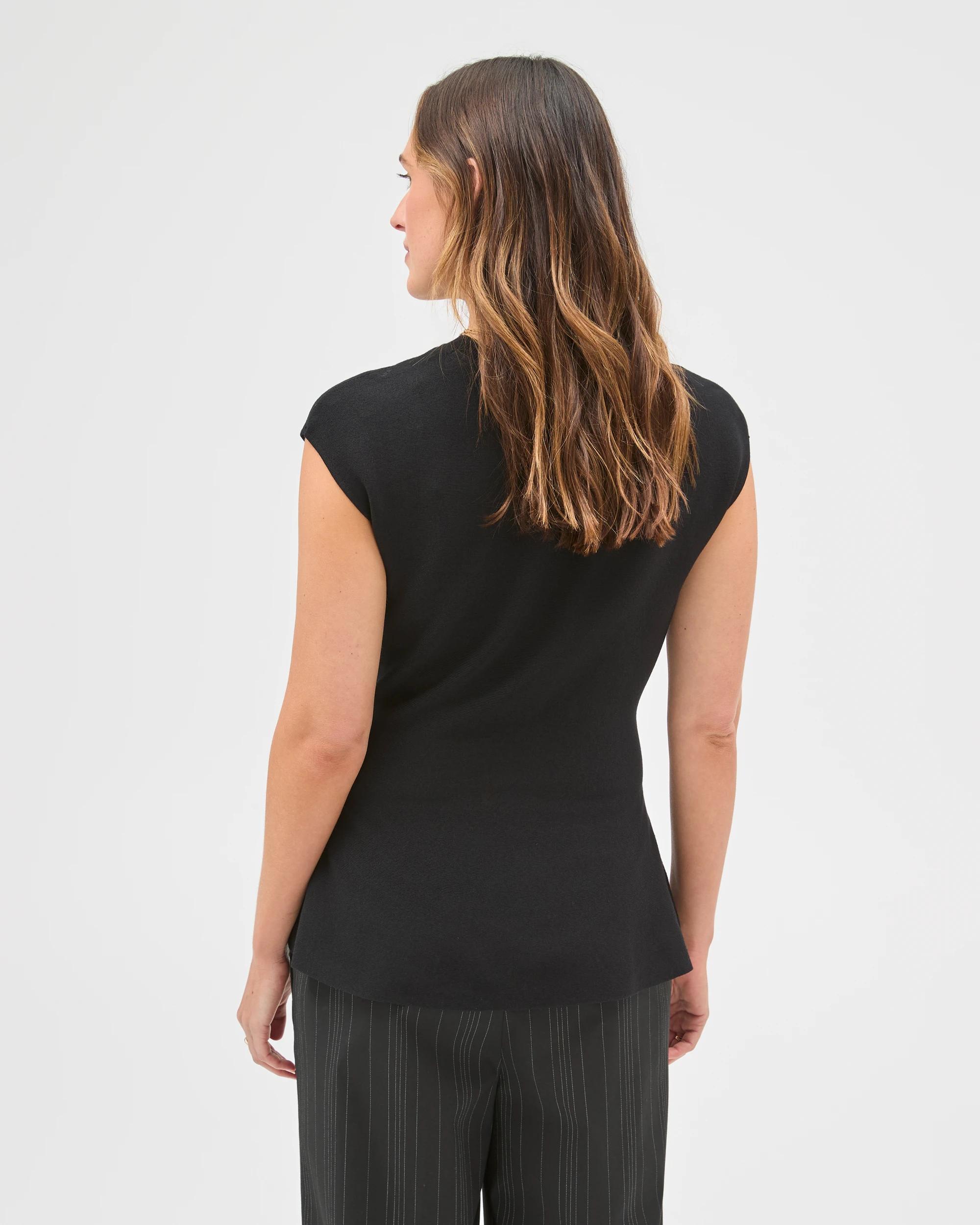 7 Preview Sleeveless Crepe Knit Peplum Top BLACK, 7 of 7