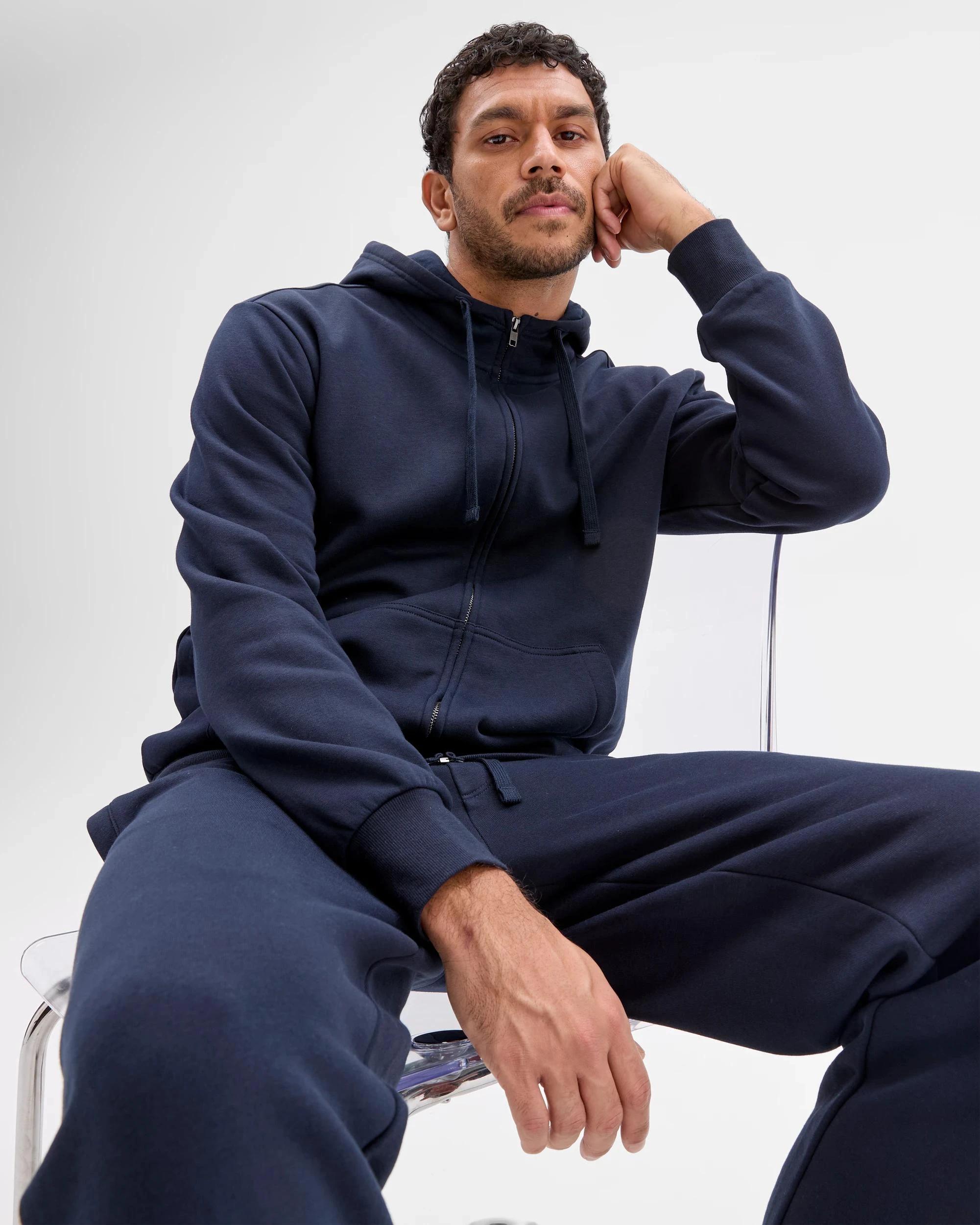 1 Target Man Australian Cotton Blend Zip Thru Hoodie NAVY, 1 of 8