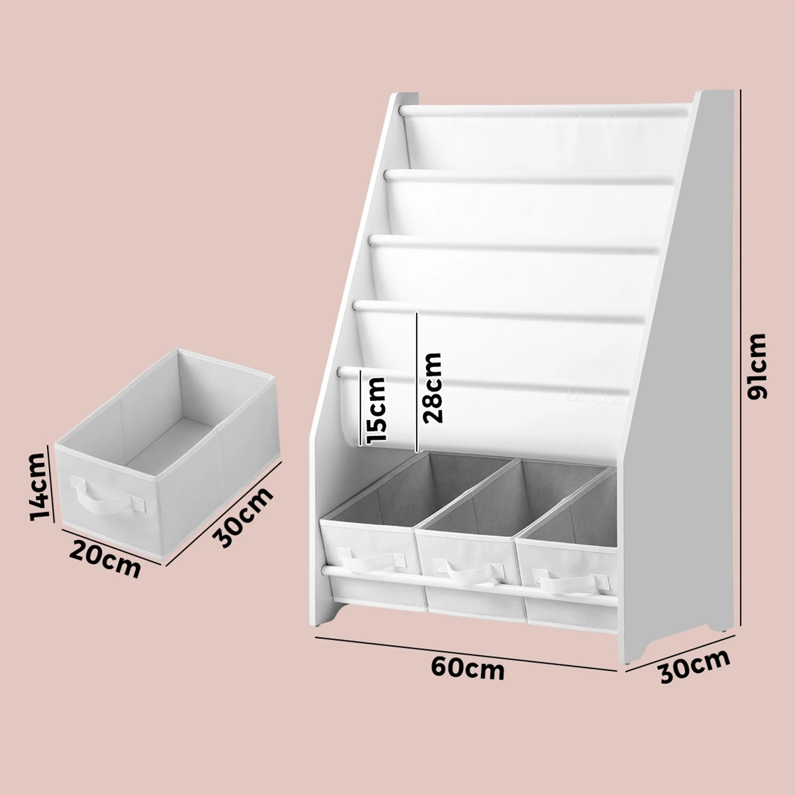 10 Oikiture Kids Bookshelf Toy Storage Box Organiser Display Shelf Diy Storage Rack
 - White, 10 of 10