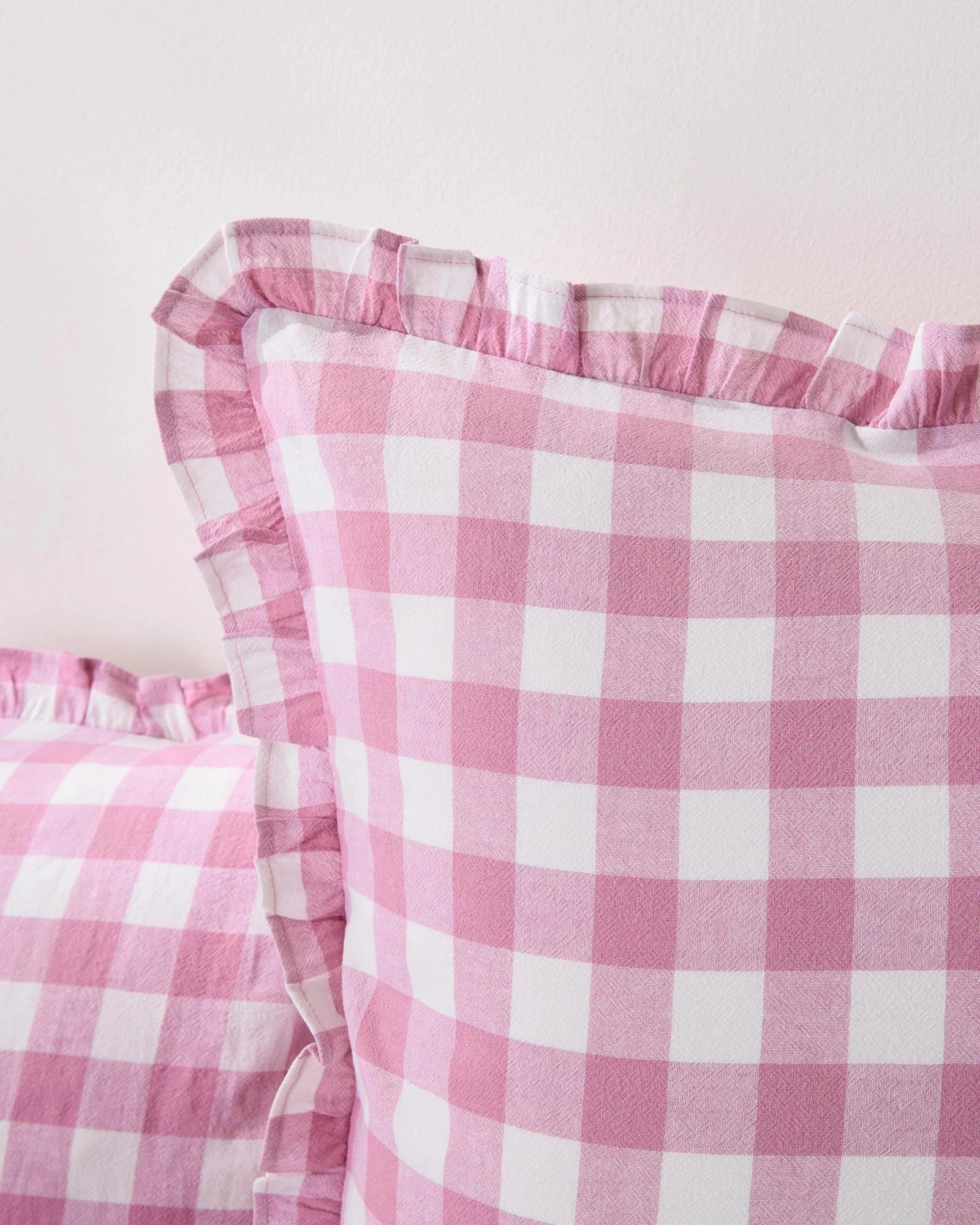 2 Target Lulu Gingham Linen/Cotton European Pillowcase - Queen Bed - Pink, 2 of 3