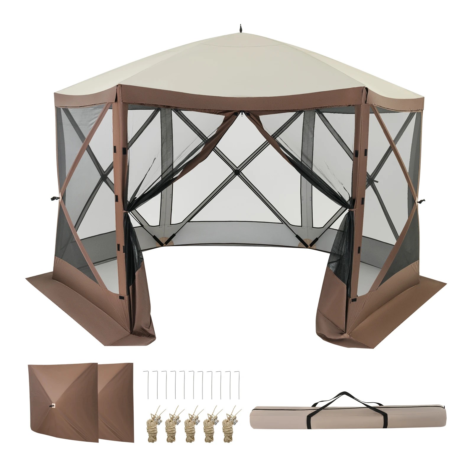 1 Costway 3.5x3.5M Pop-up Canopy Tent 6-Sided Gazebo Hub Tent w/Mesh Netting Walls, 1 of 3