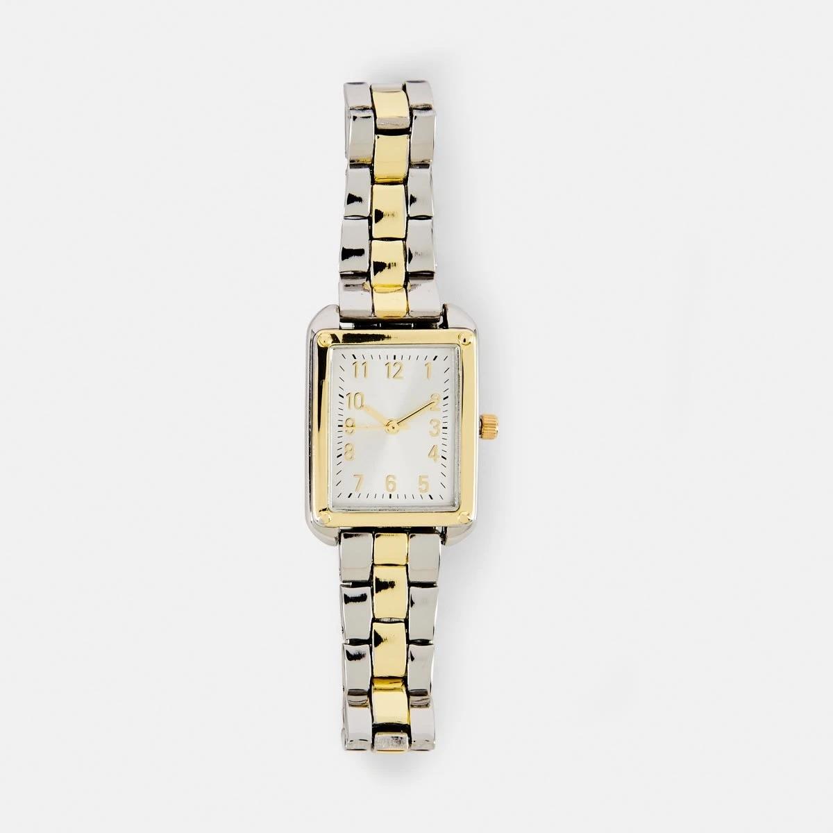1 Womens Two Tone Square Watch - Silver Tone Silver, 1 of 6