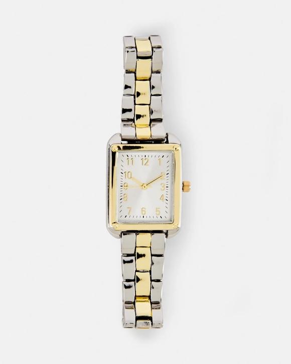 Womens Two Tone Square Watch - Silver Tone