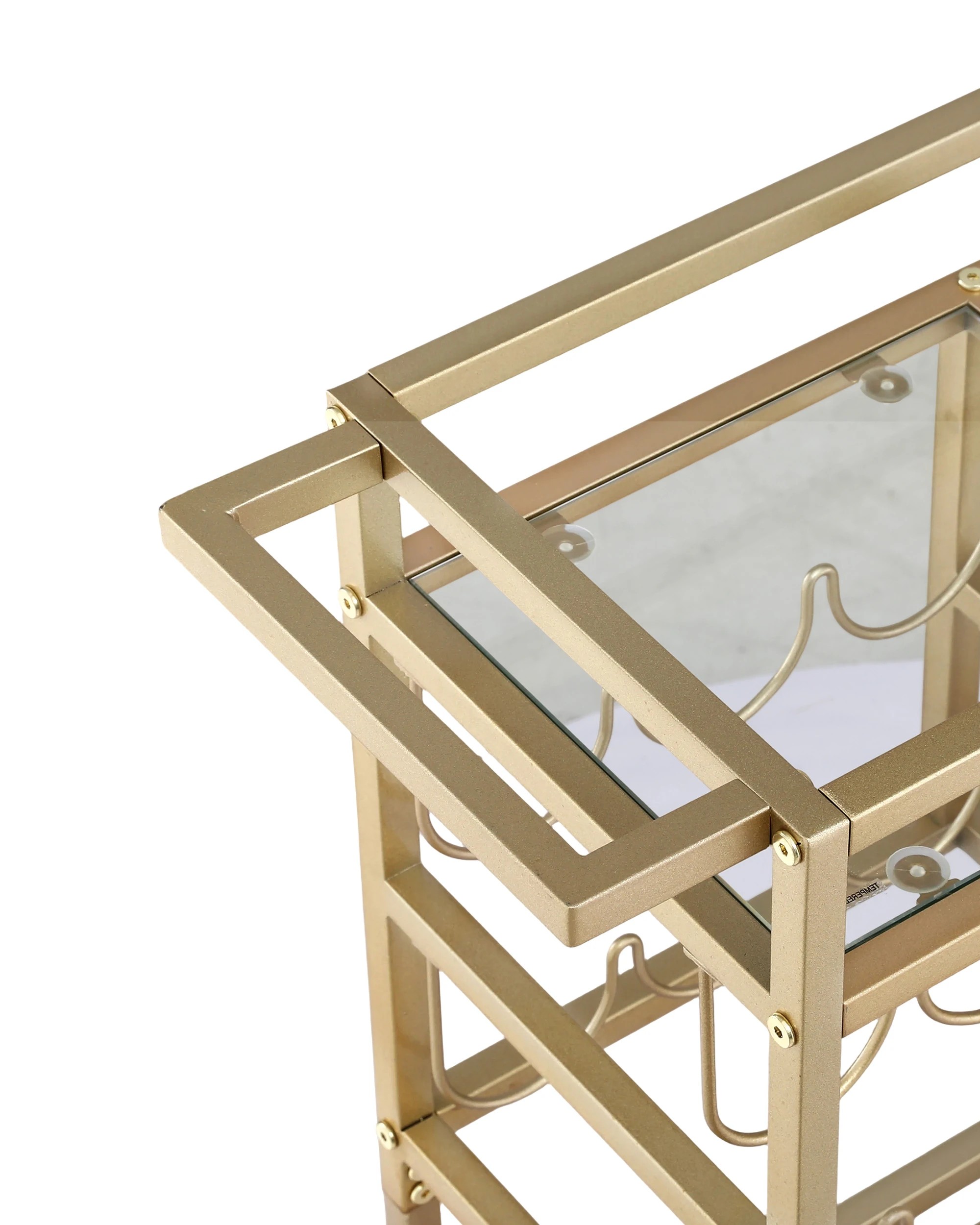 5 Artiss Bar Cart Drinks Trolley Serving Wine Rack Glass Holder 3 Hooks 72cm - Gold, 5 of 7