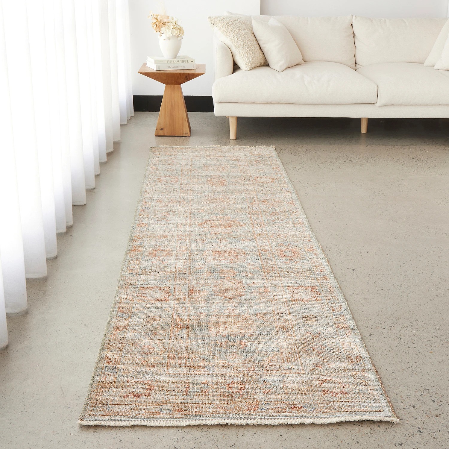 1 Common Ground Rugs Heirloom 06 370x80cm Runner - Large Rug - Aqua - Blue, 1 of 7