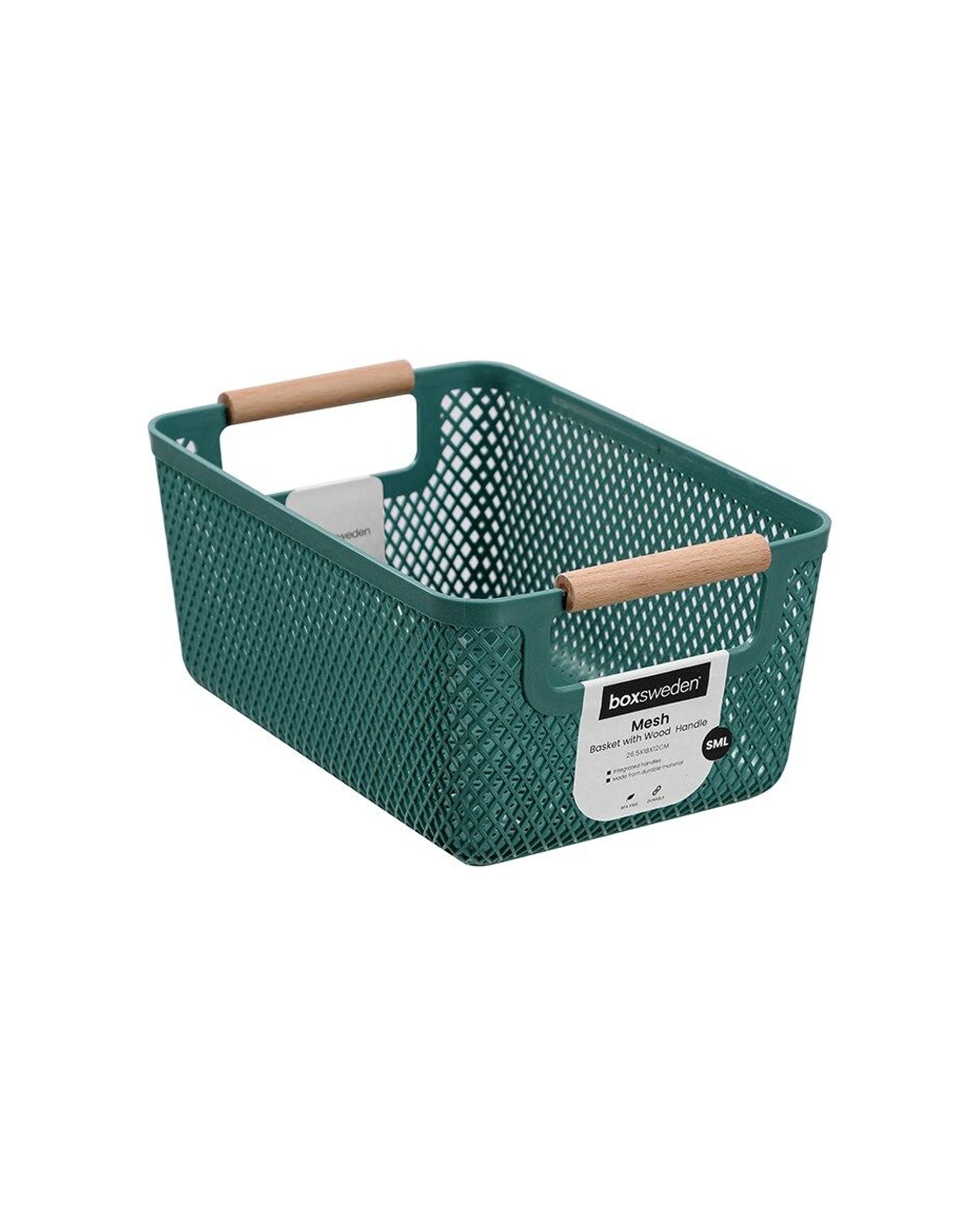 2 Boxsweden 6PK Mesh Plastic Basket Wood Handle Small 26.5x18x12cm - Multi, 2 of 7