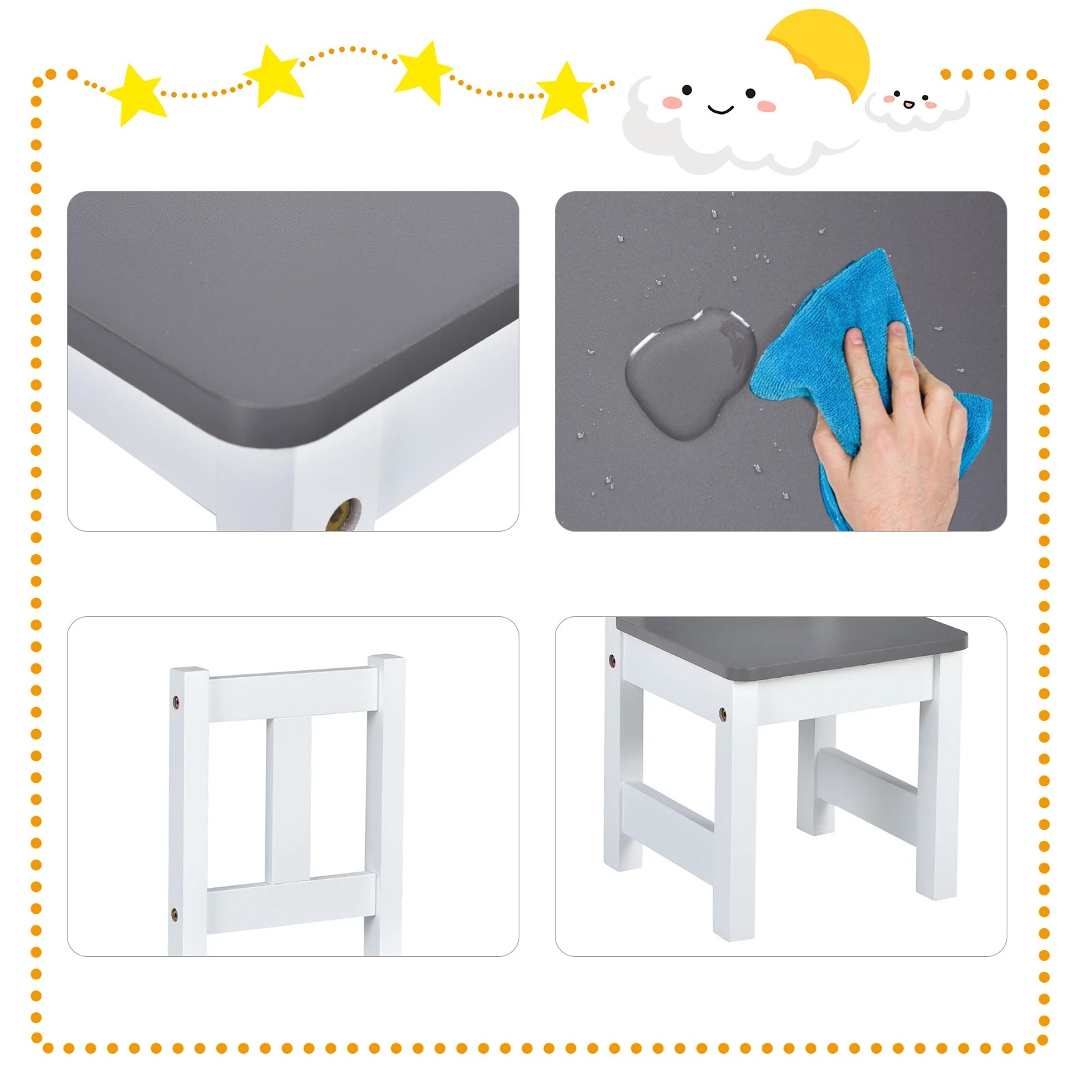 3 Costway 4PCS Kids Table Chairs Toy Storage Box Bench Set, 3 of 6