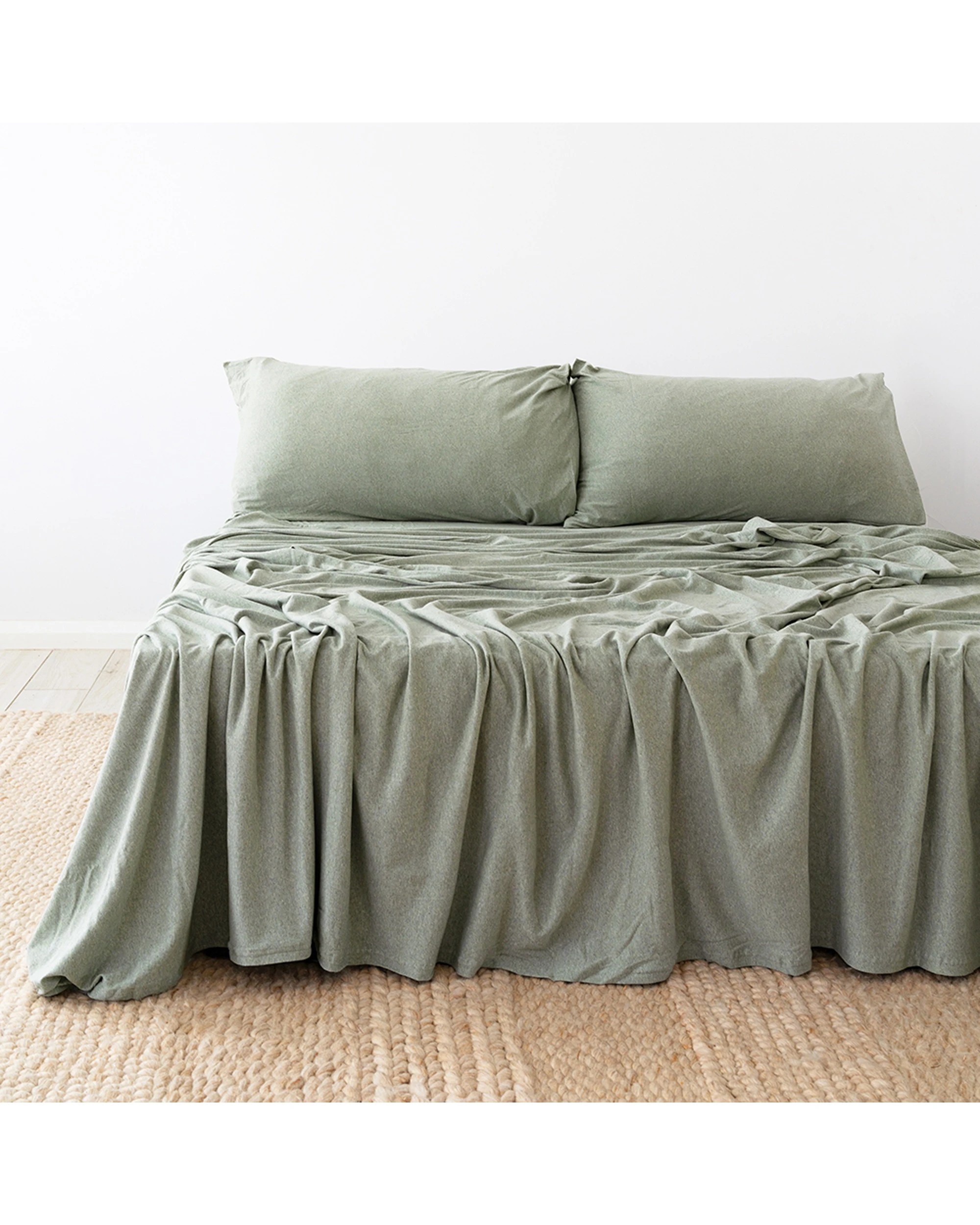 1 Bambury BedT Organica Sheet Set Organic Cotton Tencel Blend - King Single Bed - Green, 1 of 3