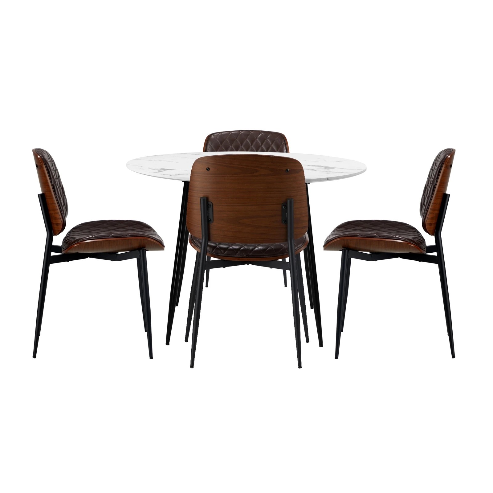 8 Oikiture 110cm Round Dining Table With 4pcs Pu Dining Chairs
 - Multi, 8 of 9
