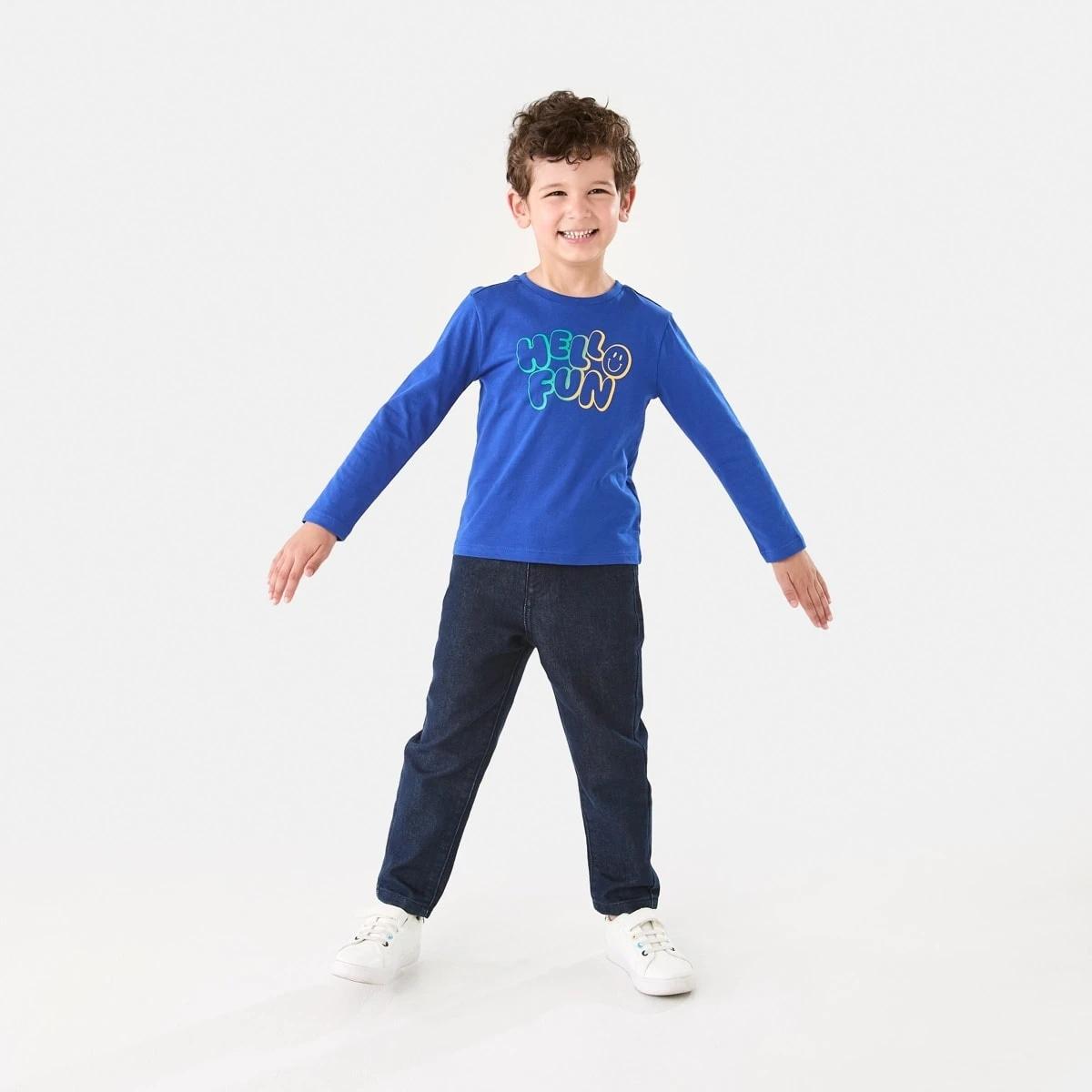 5 Long Sleeve Print T-shirt Blu Hlofun, 5 of 8
