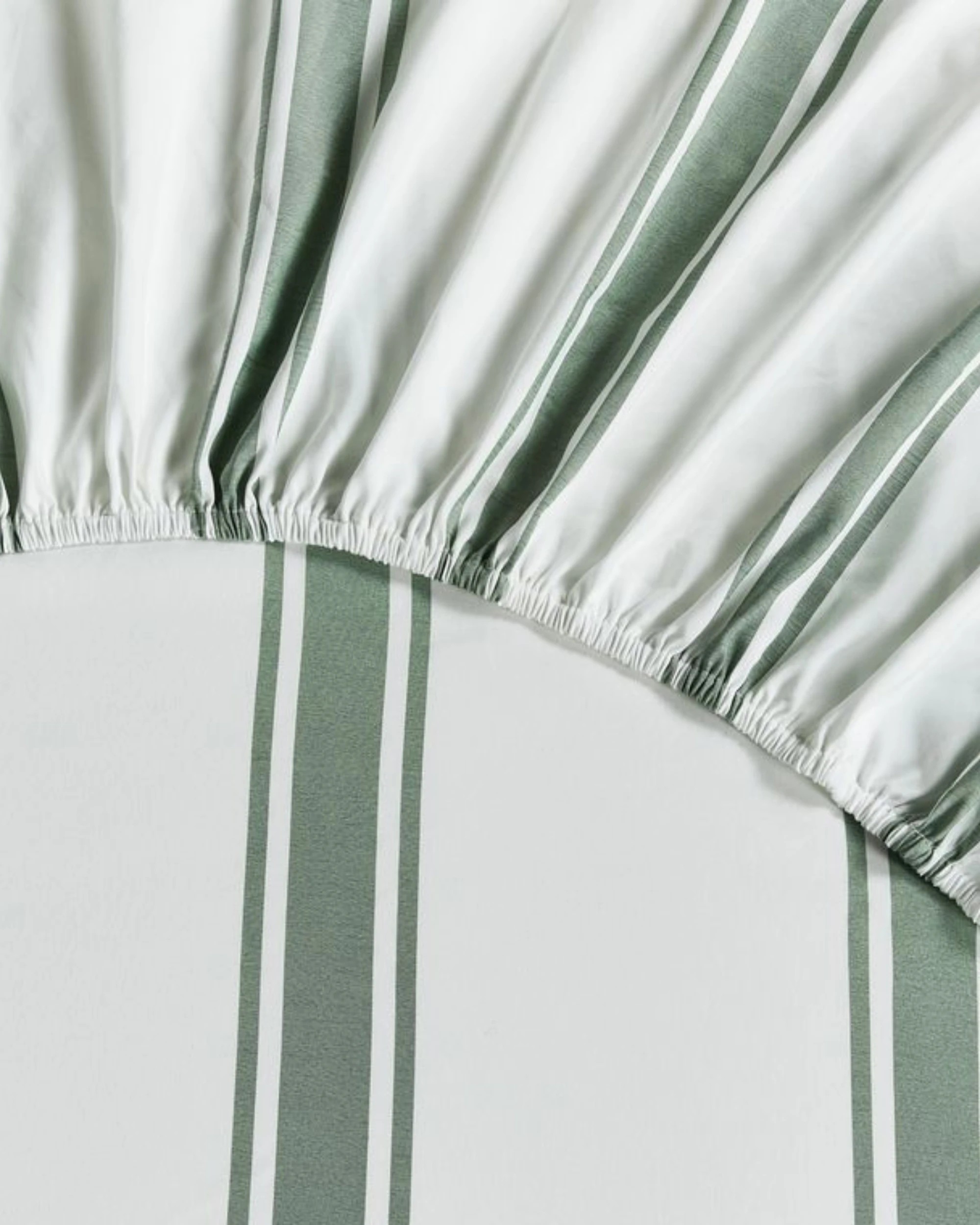 5 CleverPolly Yarn-Dyed Washed Microfibre Sheet Set - King Bed - Wide Stripe Sage Green, 5 of 6