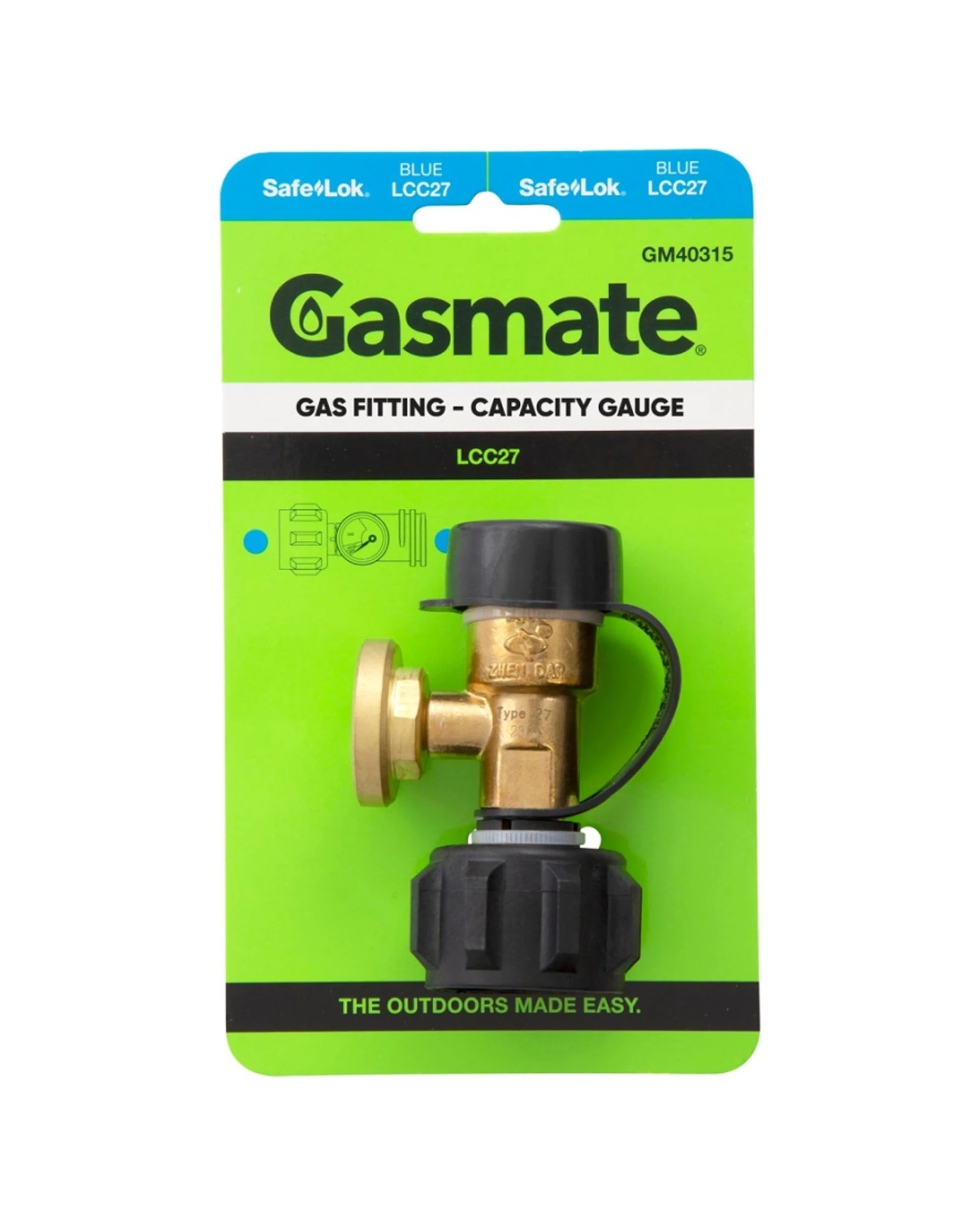 1 Gasmate Gas Fitting Capacity Gauge LCC27 Brass Nylon Construction - Metallic, 1 of 4