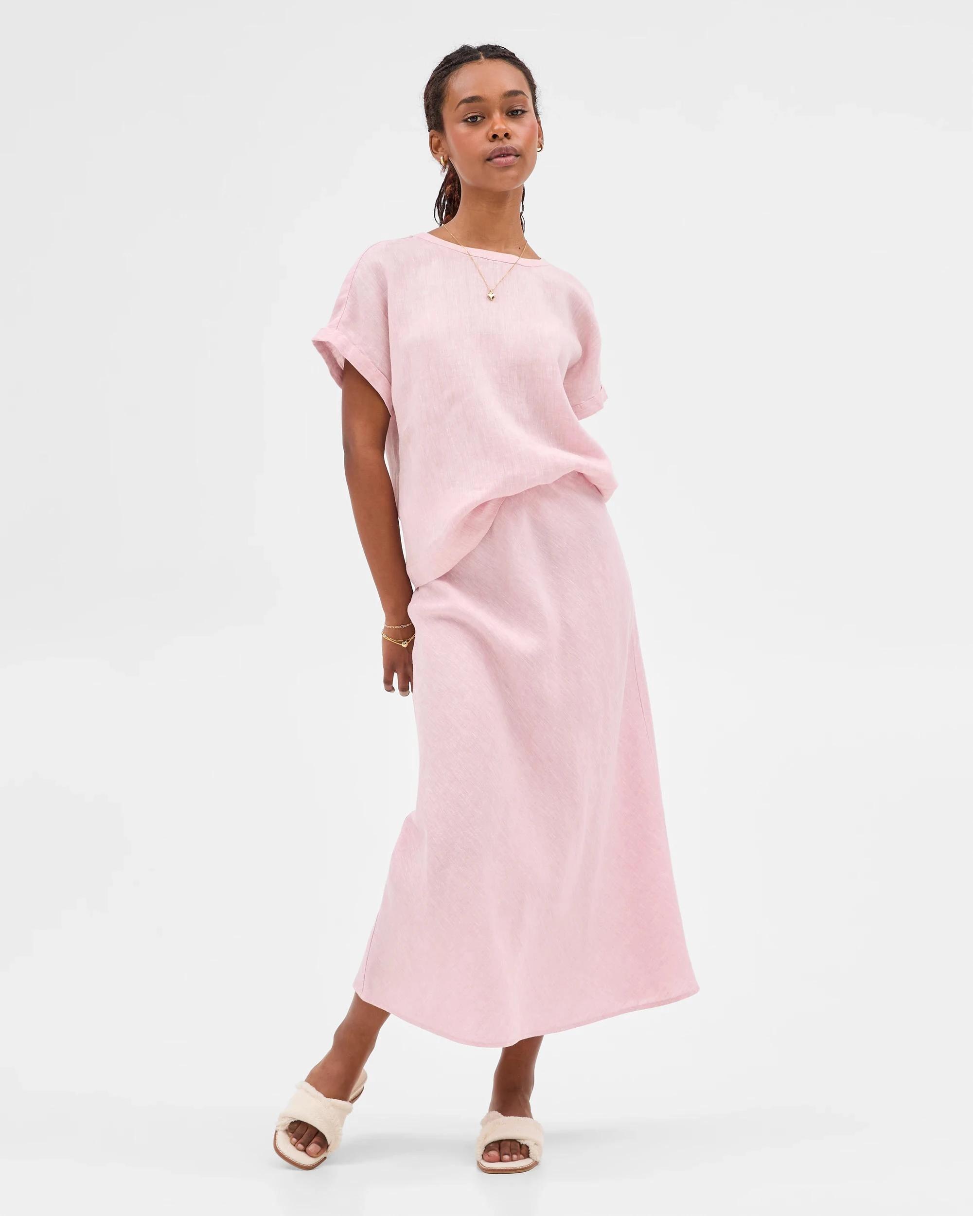 1 Target Petites European Linen Bias Maxi Skirt PRETTY PINK, 1 of 6