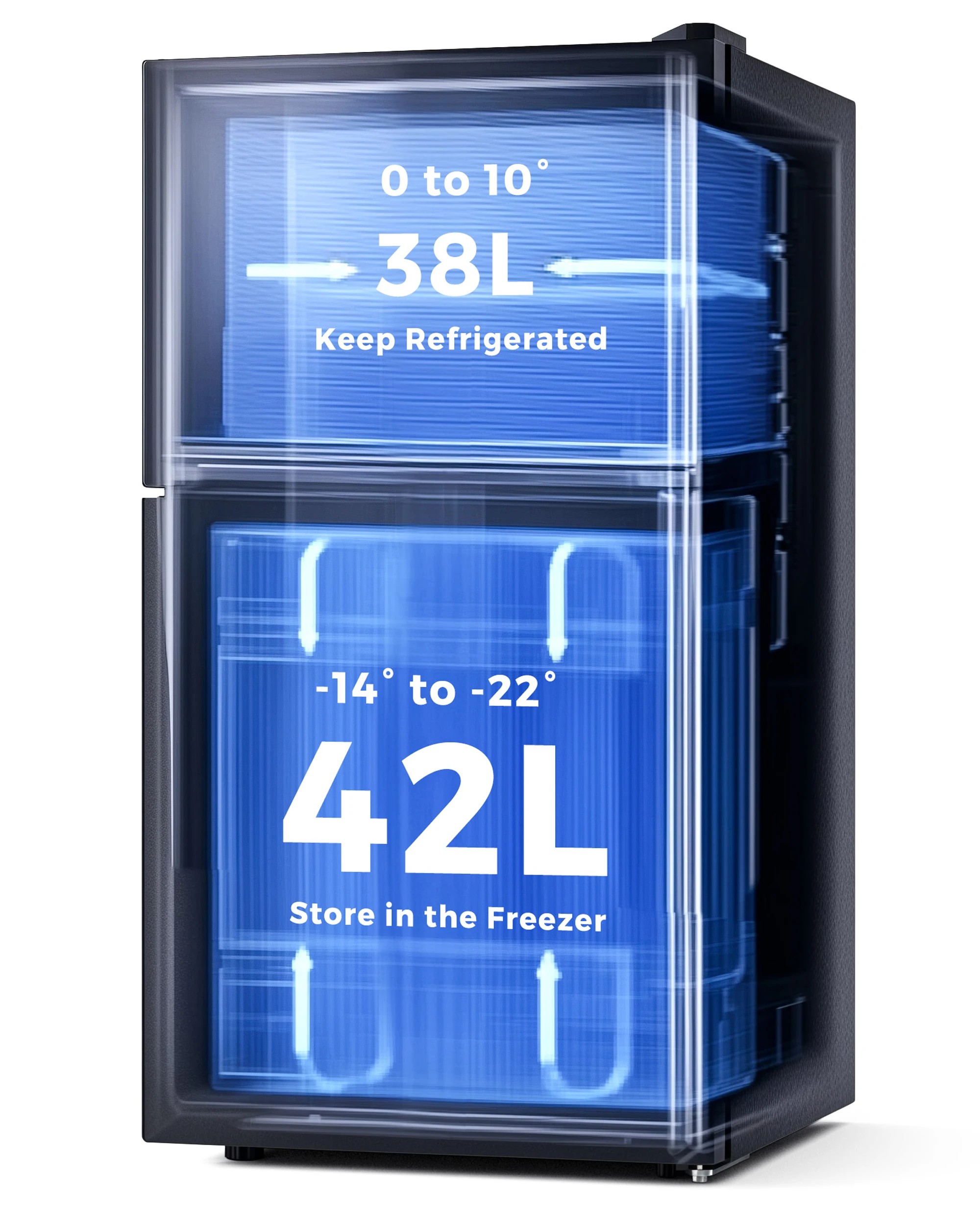 3 Yopower Refrigerator with Freezer, 80L Compact Drinks Cooler for Home Office - Black, 3 of 4