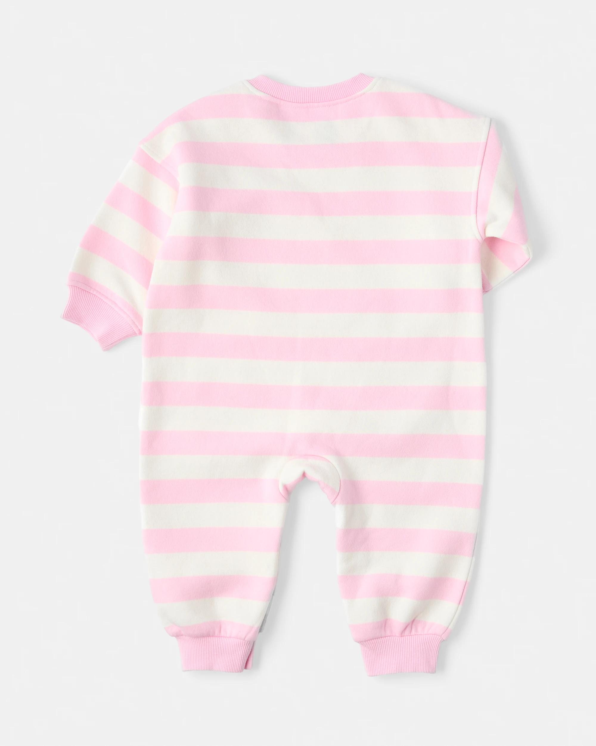 2 Stripe Fleece Coverall Chrry Strp, 2 of 3