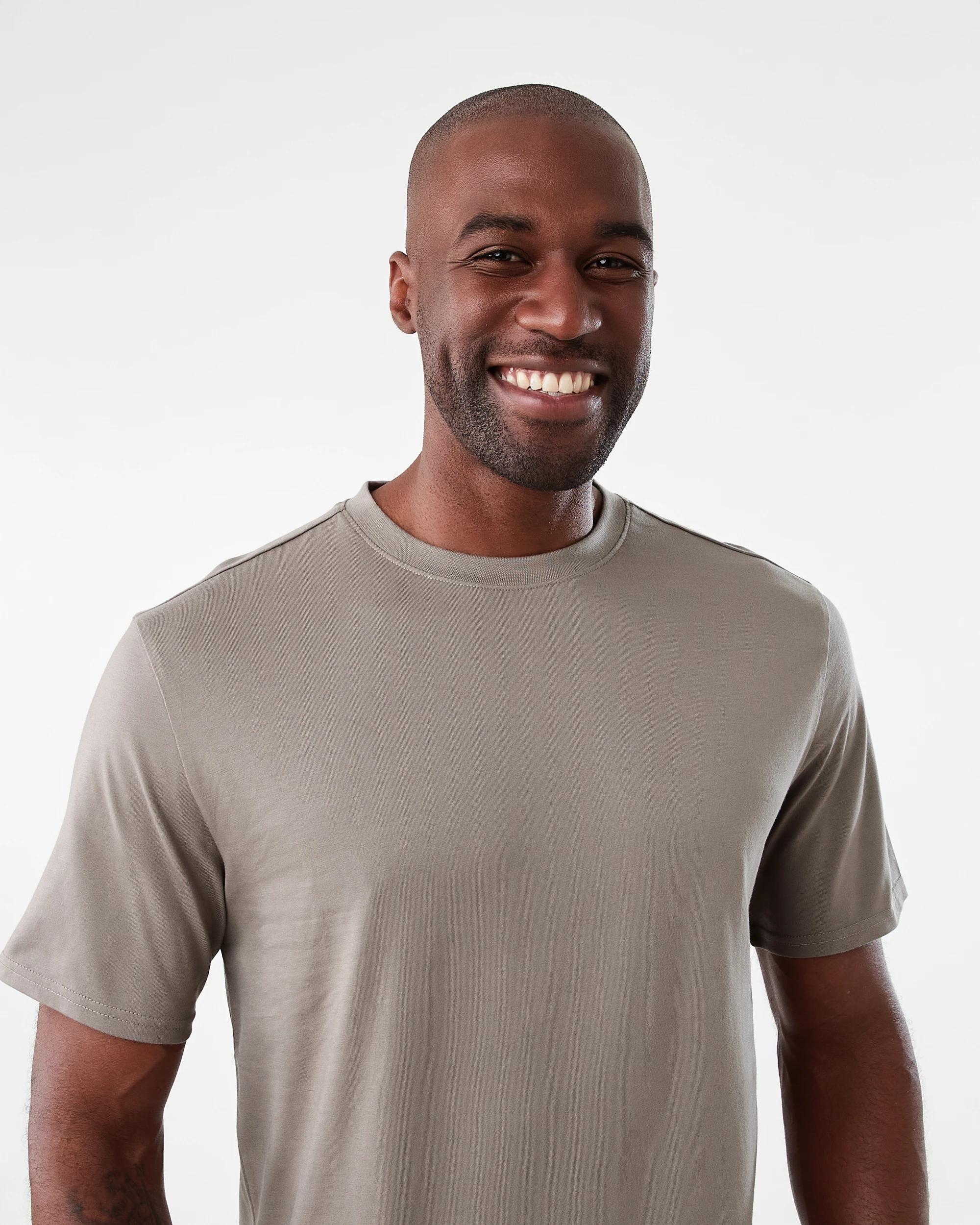 4 Australian Cotton Crew Neck T-shirt DRIFT BROWN, 4 of 5