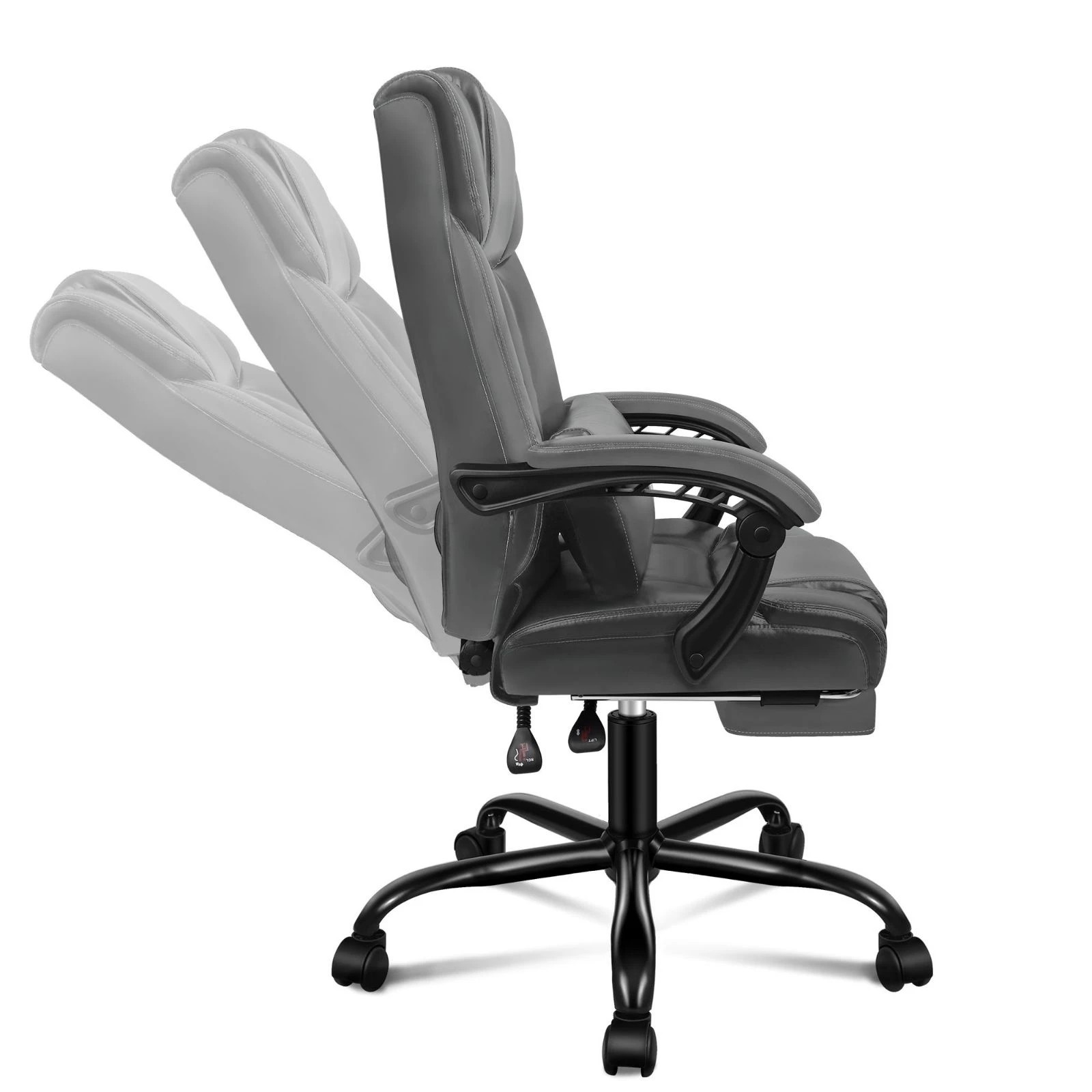 5 Alfordson Office Chair Executive Computer Gaming PU Leather Seat Recliner - Grey, 5 of 10