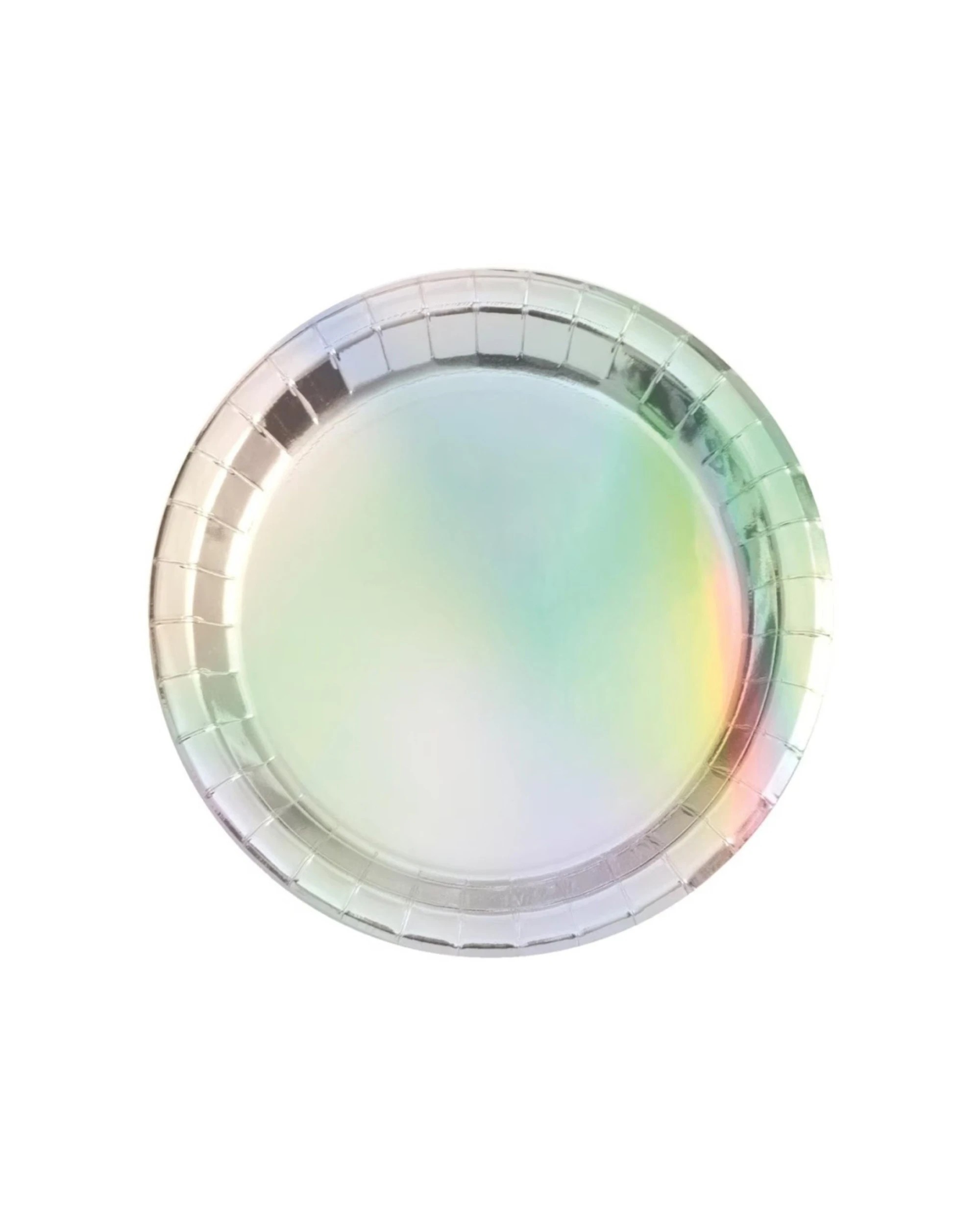 2 Unique Silver Iridescent Small Round Paper Plates Pack of 8 - Iridescent, 2 of 2