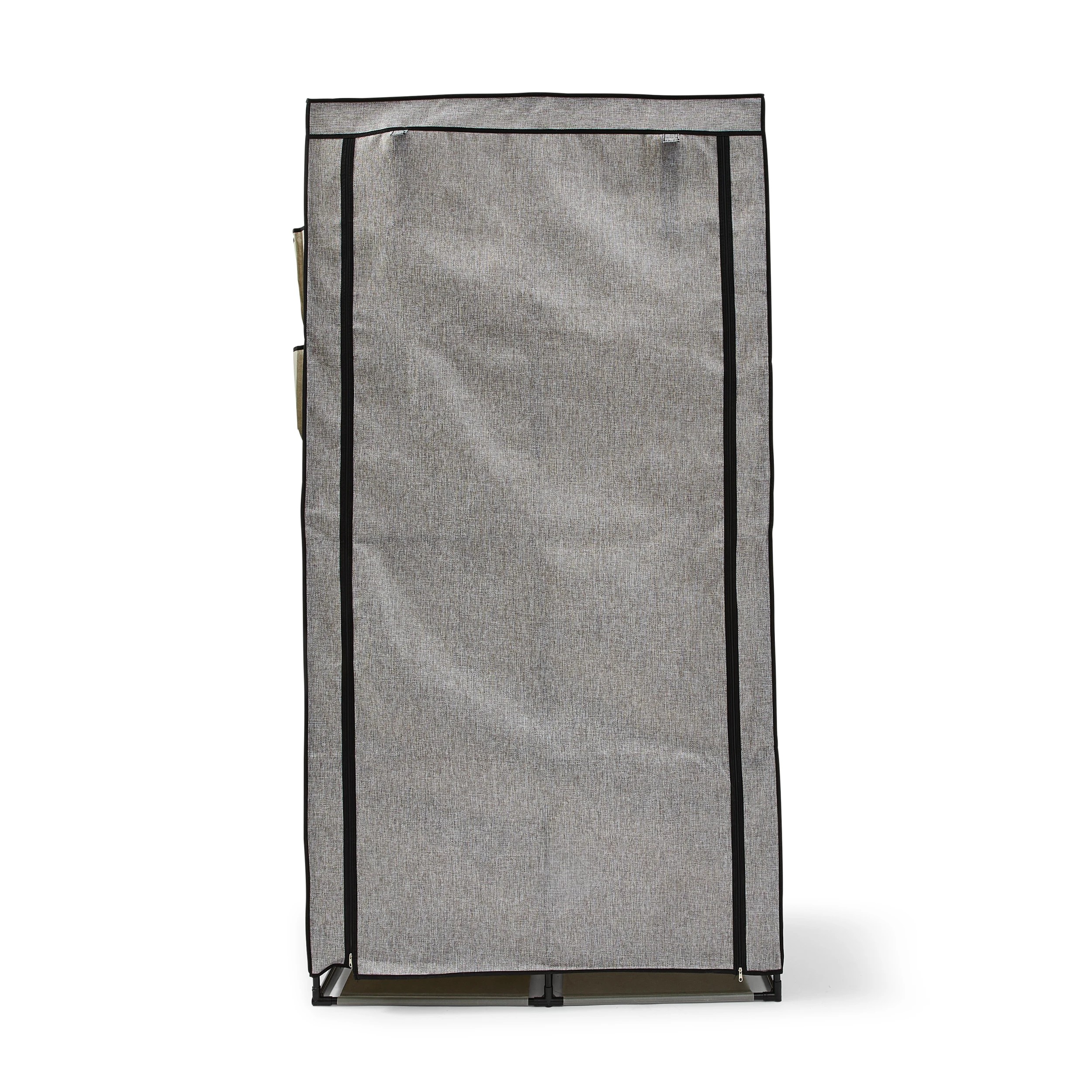 4 Linen Look Covered Wardrobe - Charcoal, 4 of 8